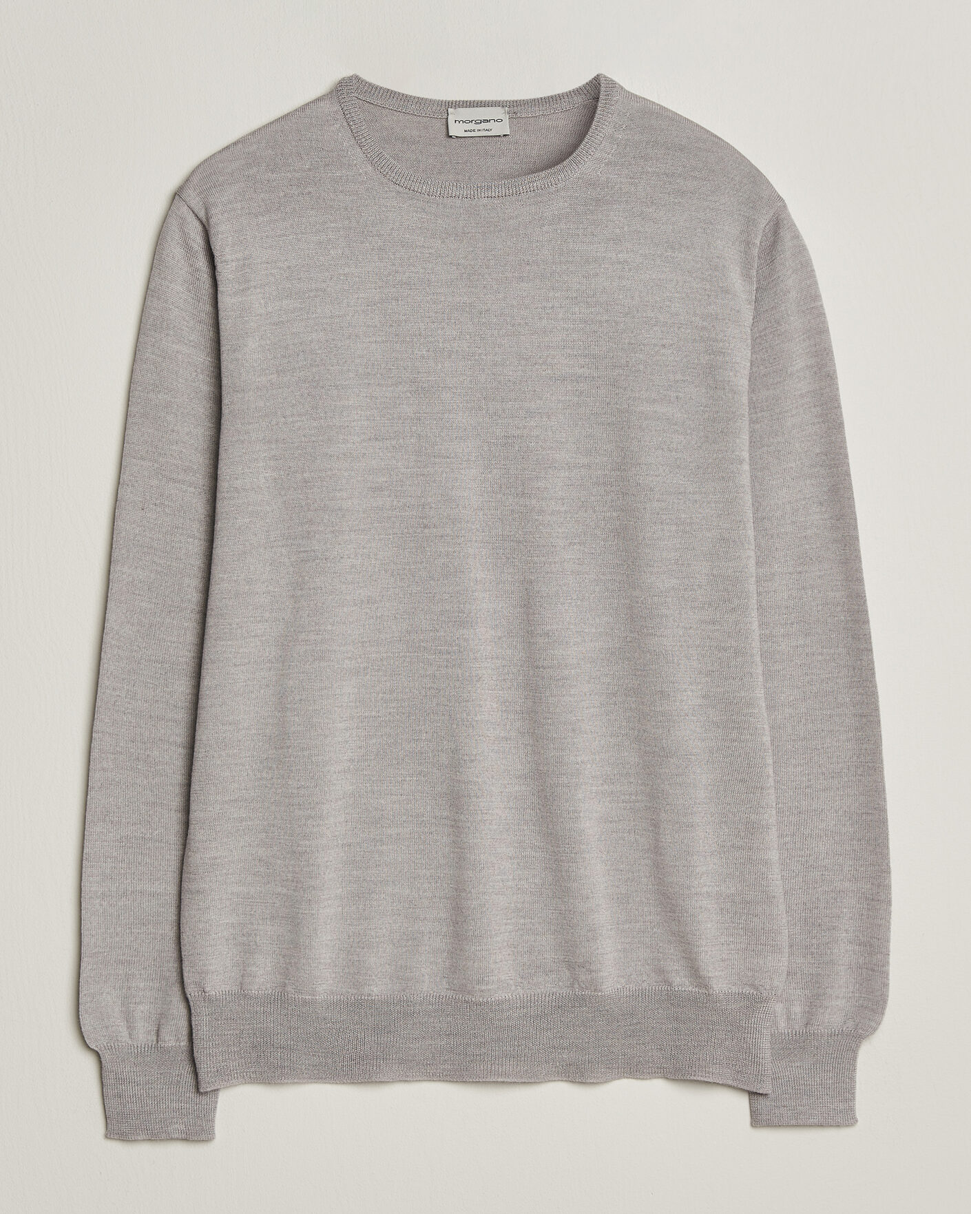 Mies | Puserot | Morgano | Extra Fine Merino Wool Crewneck Light Grey