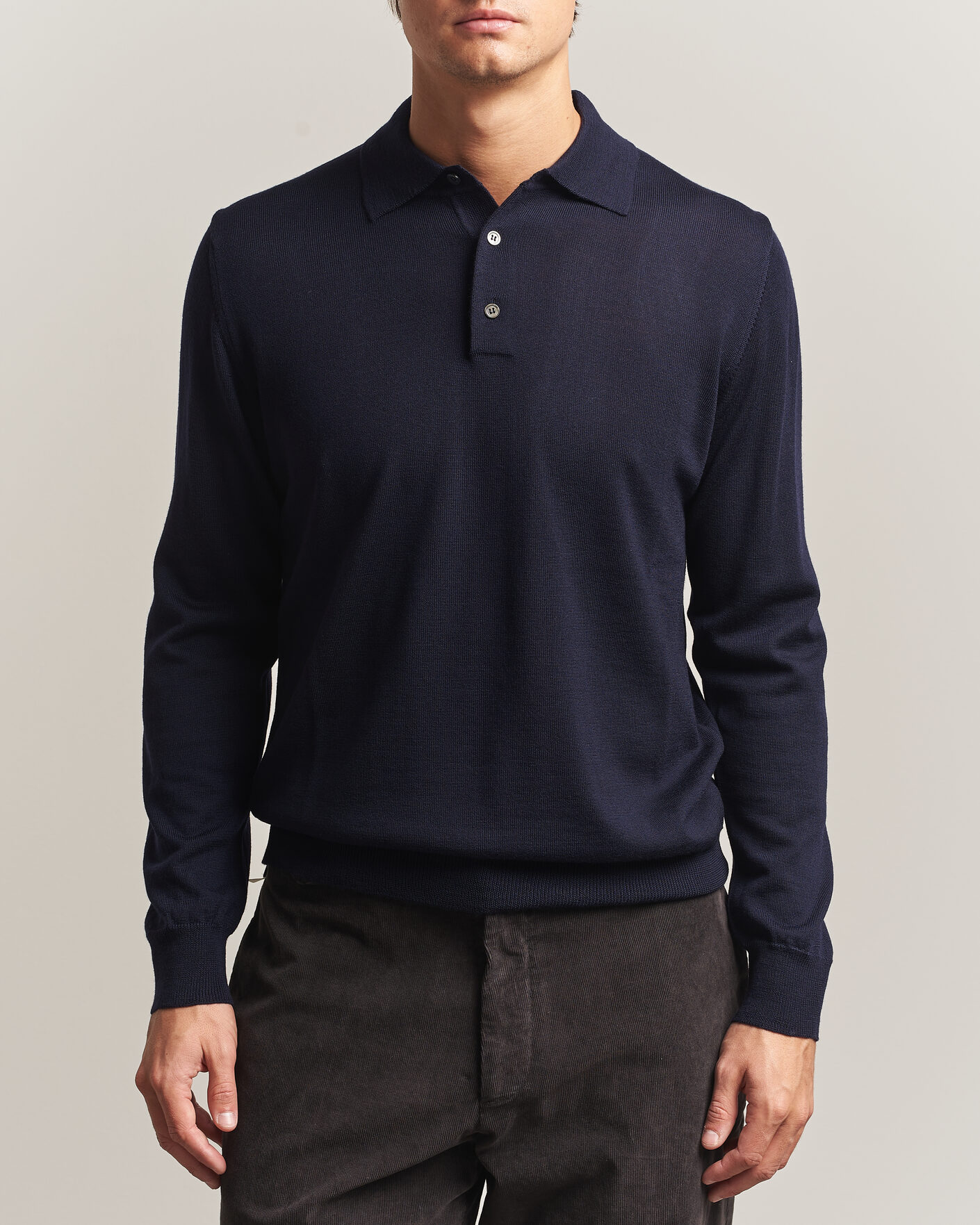 Mies | Puserot | Morgano | Extra Fine Merino Wool Polo Navy
