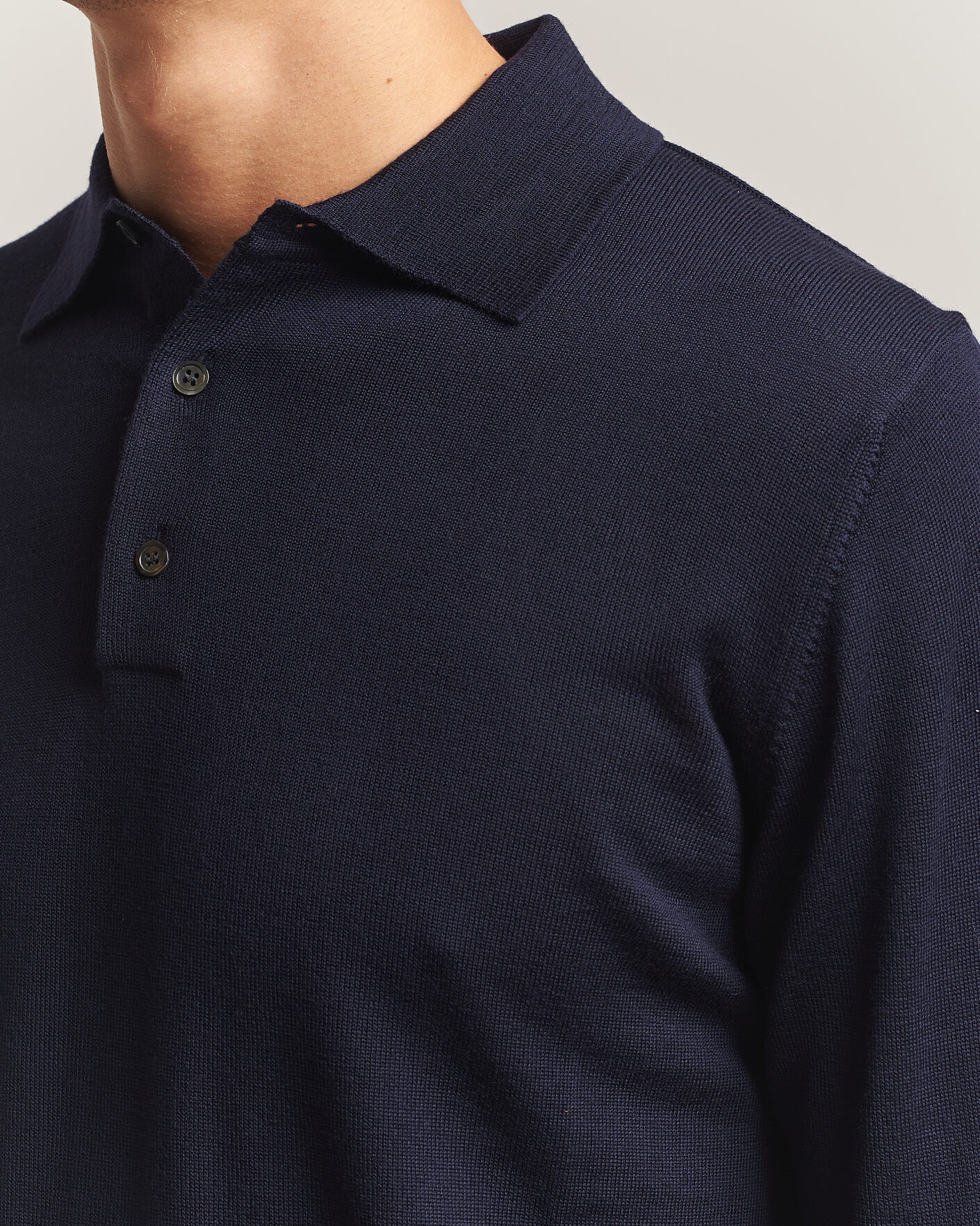 Mies | Puserot | Morgano | Extra Fine Merino Wool Polo Navy