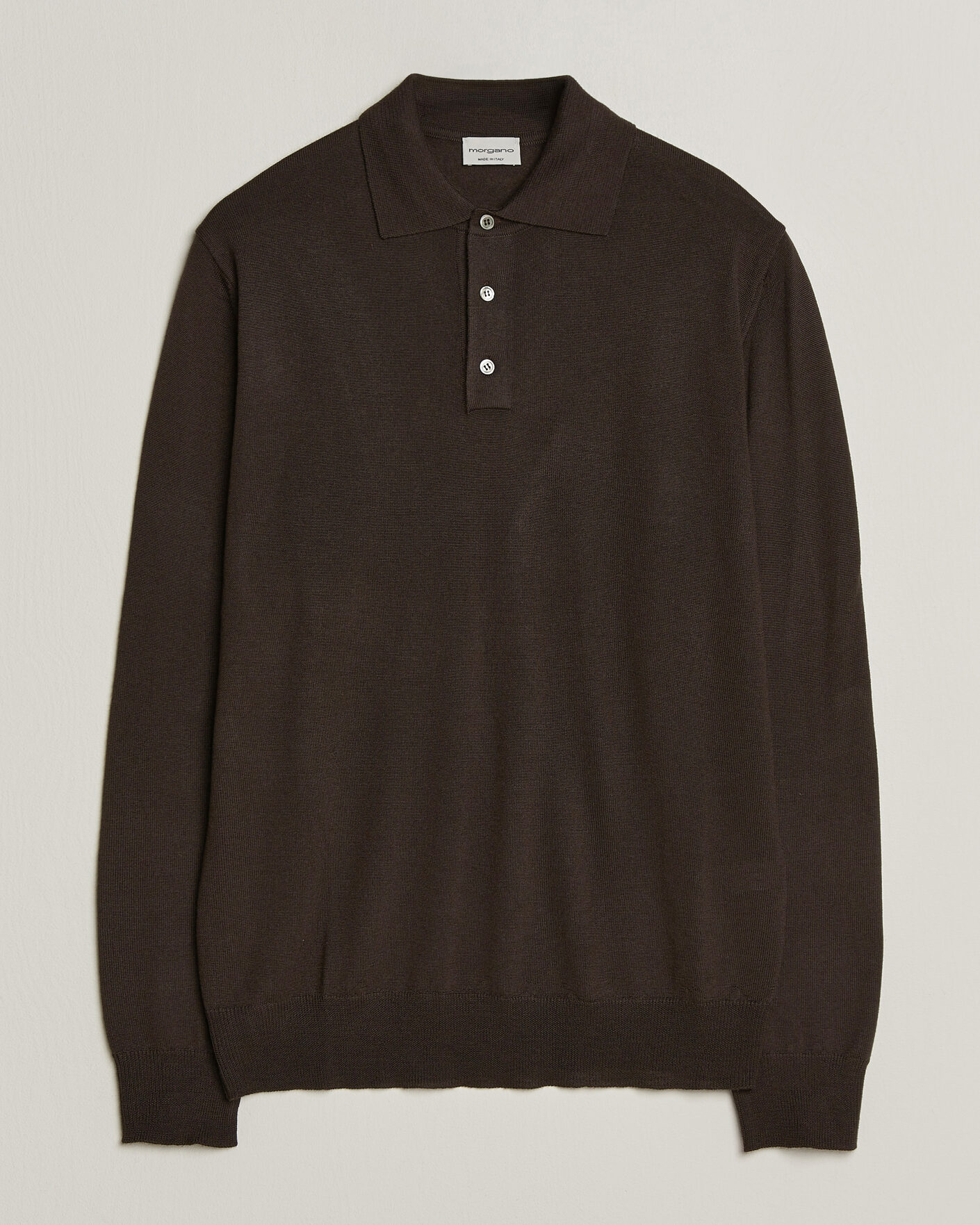 Mies | Puserot | Morgano | Extra Fine Merino Wool Polo Dark Brown