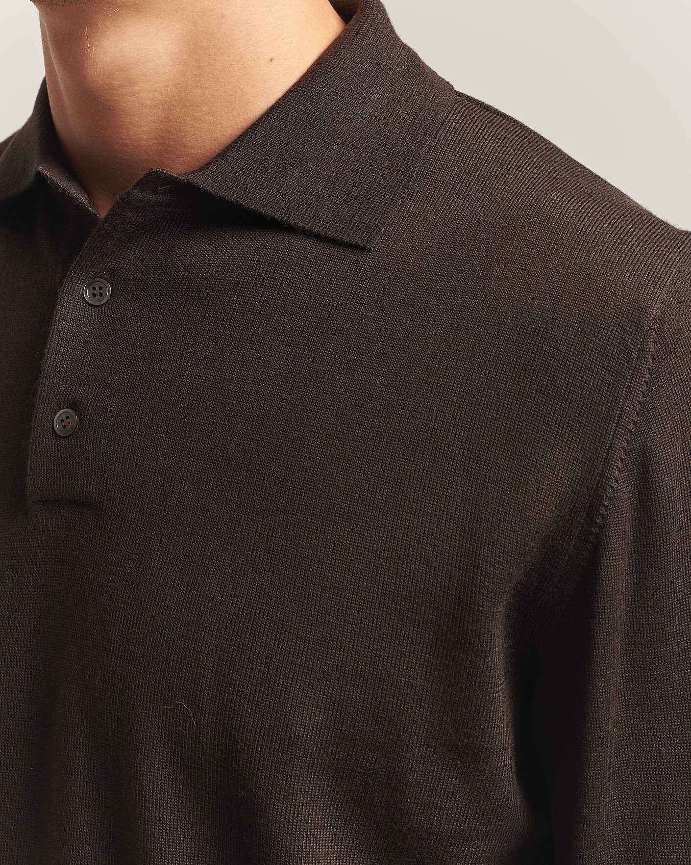 Mies | Puserot | Morgano | Extra Fine Merino Wool Polo Dark Brown