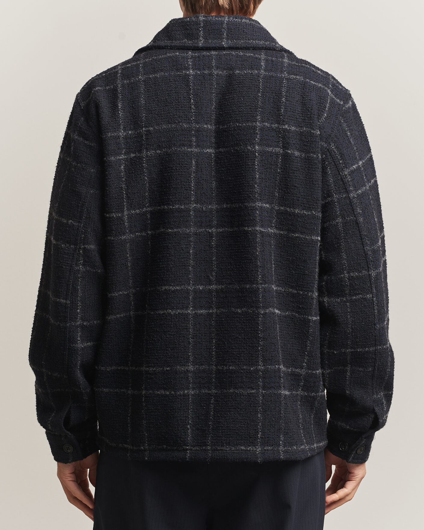 Mies | Kauluspaidat | A Day's March | Algot Wool Checked Overshirt Navy