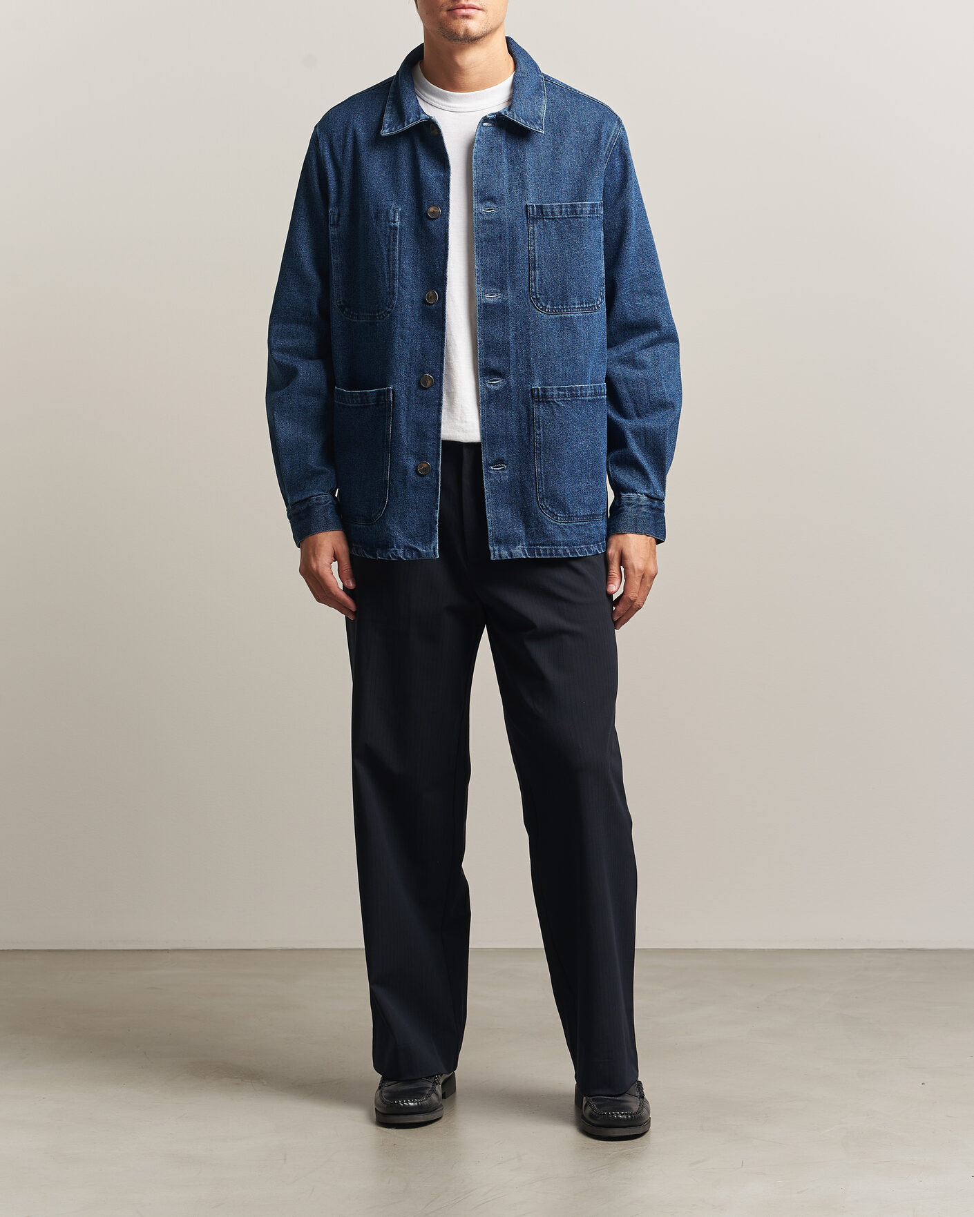 Mies | Kauluspaidat | A Day's March | Algot Denim Overshirt Dark Blue Wash