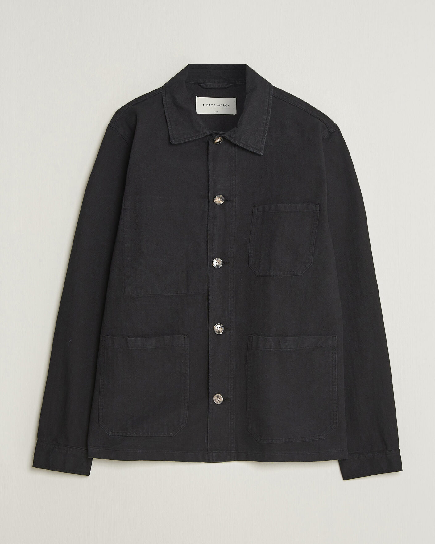 Mies | Kauluspaidat | A Day's March | Original Herringbone Overshirt Black