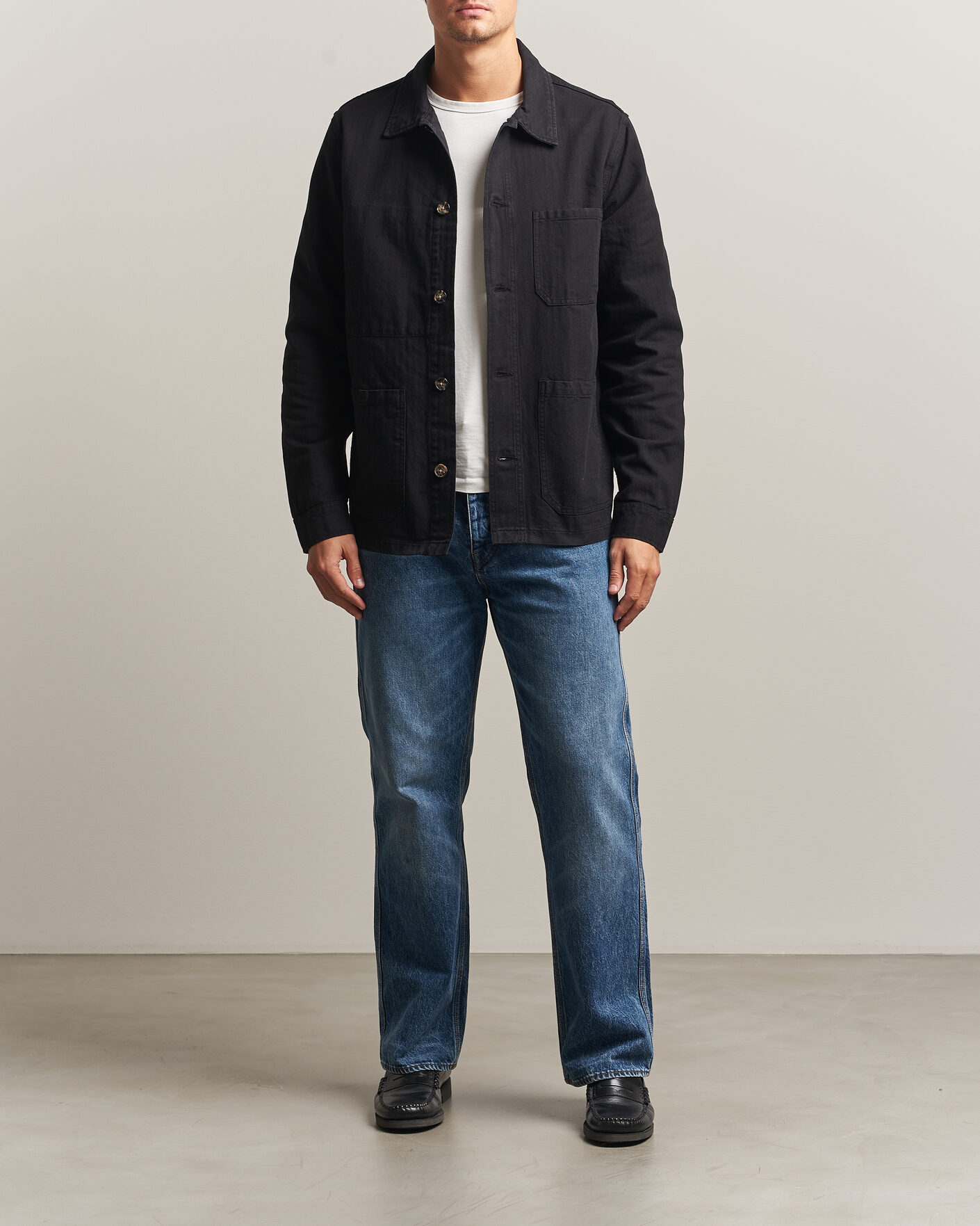 Mies | Kauluspaidat | A Day's March | Original Herringbone Overshirt Black