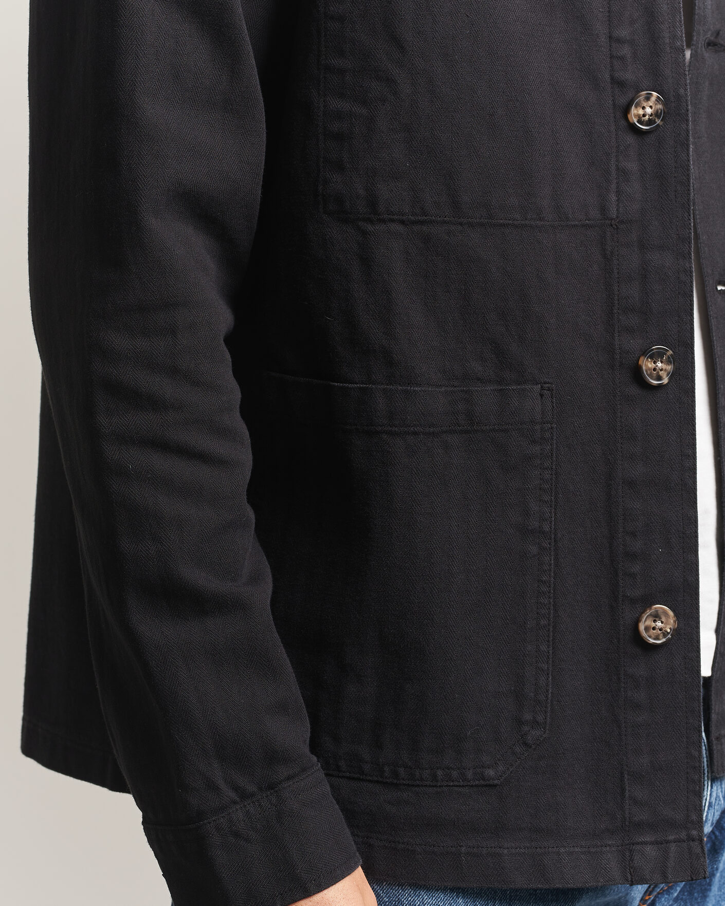 Mies | Kauluspaidat | A Day's March | Original Herringbone Overshirt Black