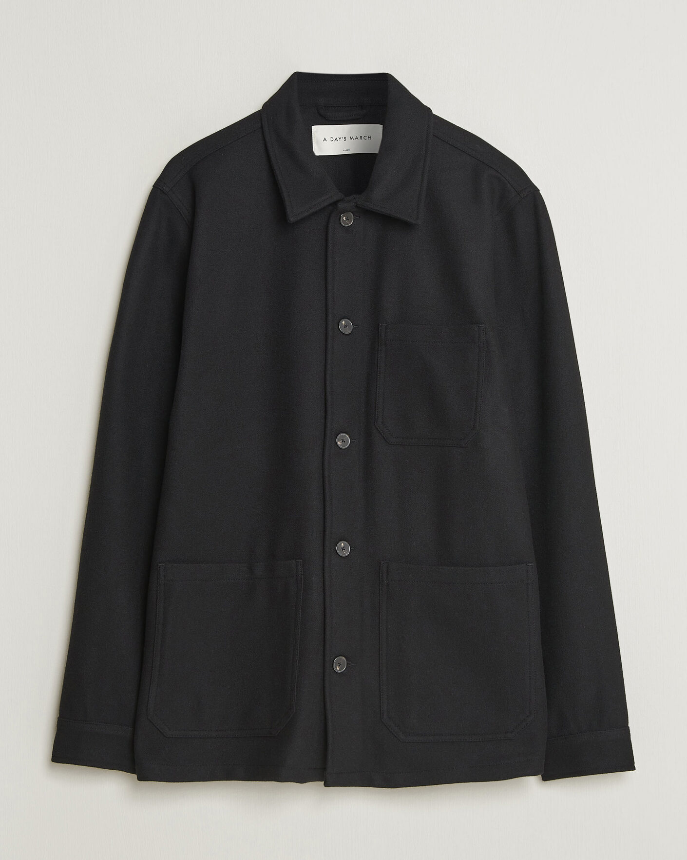 Mies | Kauluspaidat | A Day's March | Original Wool Overshirt Black