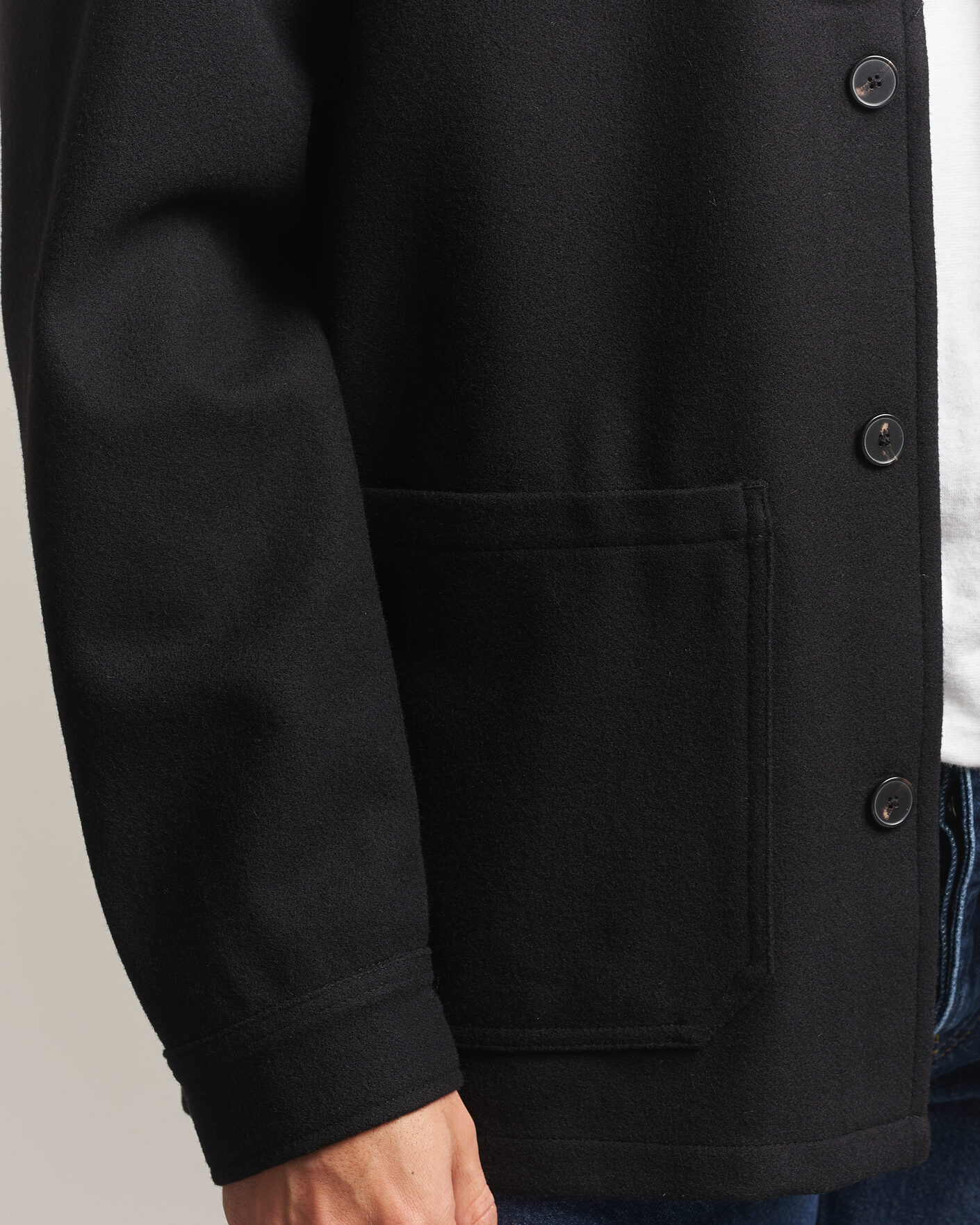Mies | Kauluspaidat | A Day's March | Original Wool Overshirt Black