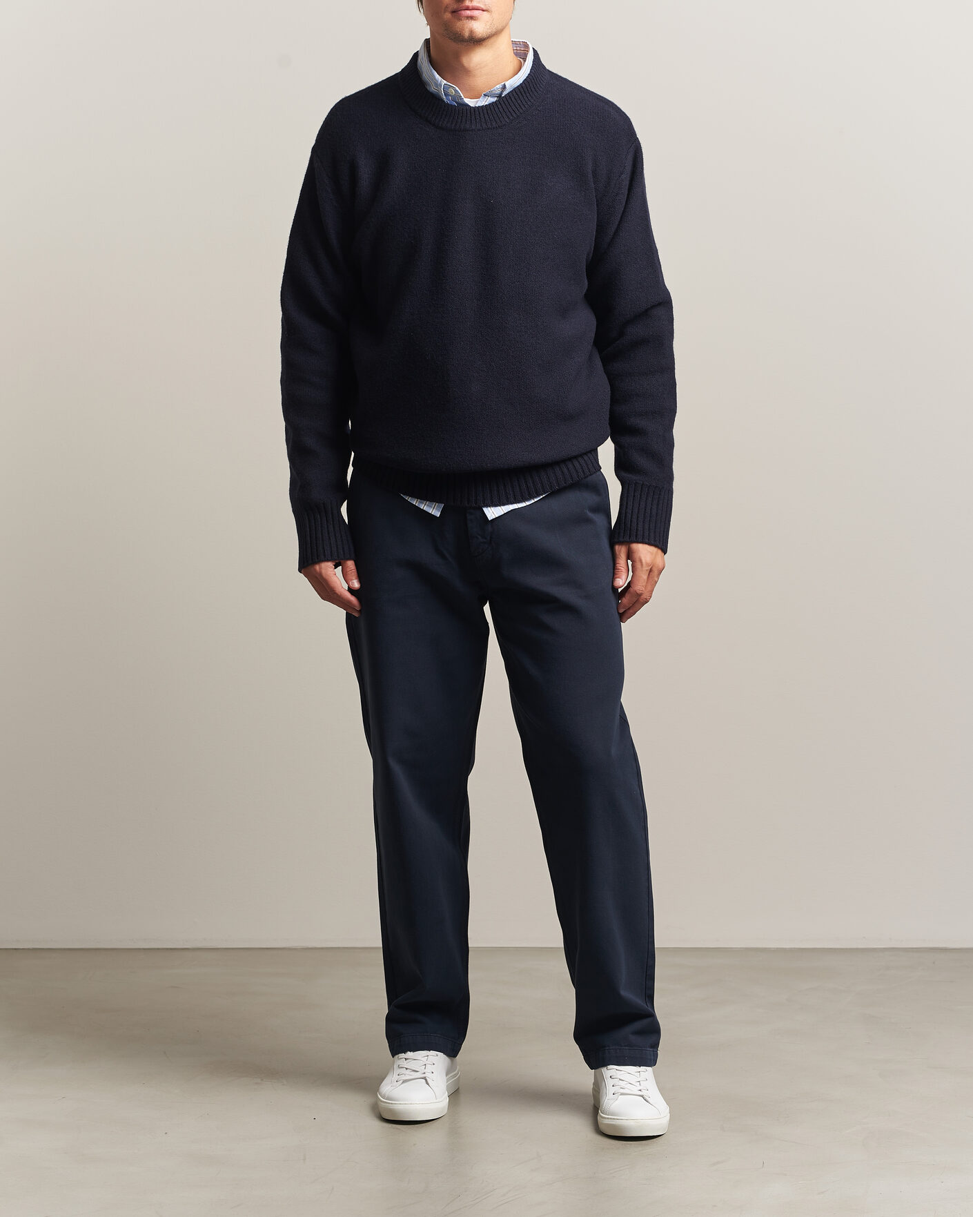 Mies | Puserot | A Day's March | Tietar Boiled Merino Sweater Navy