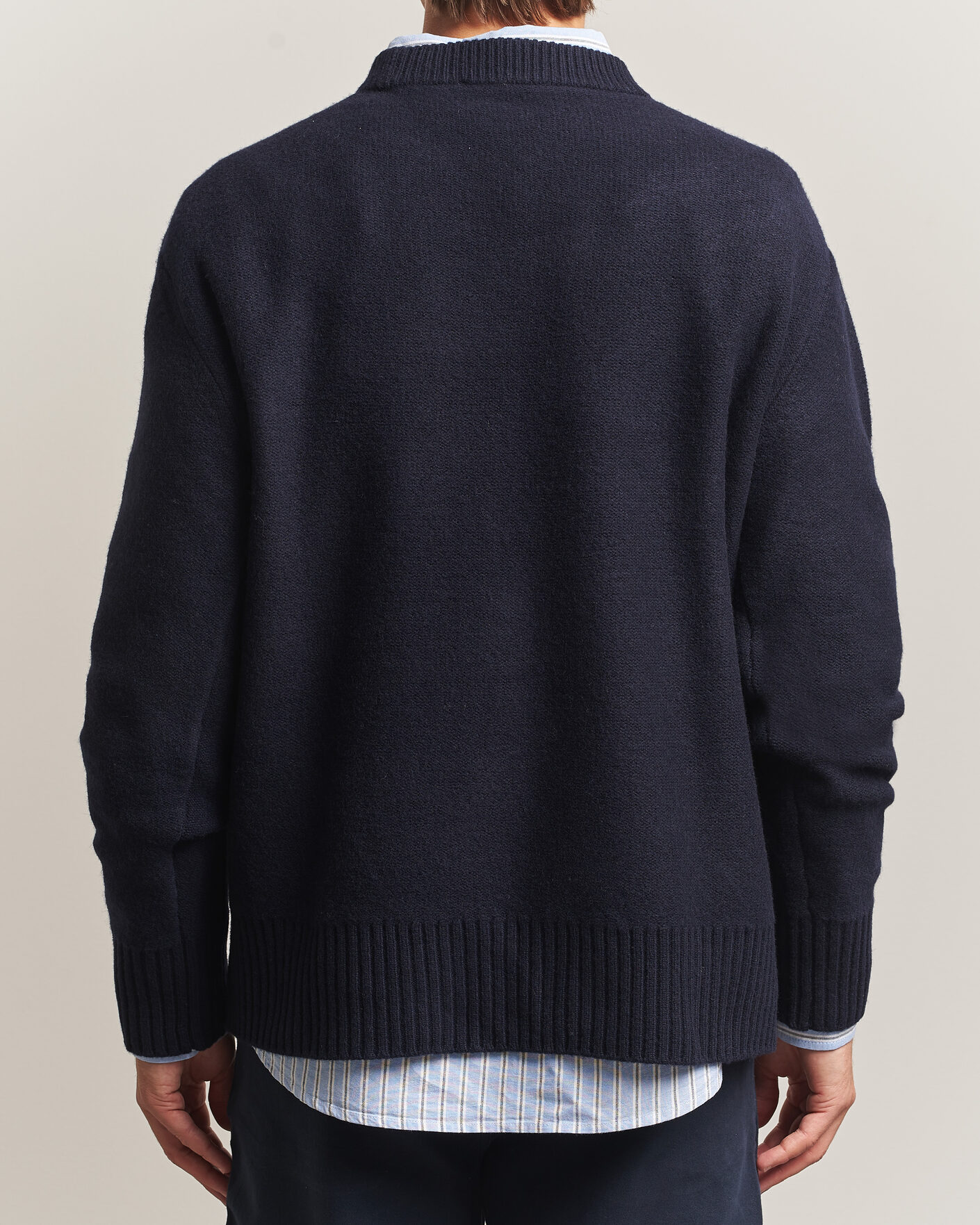 Mies | Puserot | A Day's March | Tietar Boiled Merino Sweater Navy