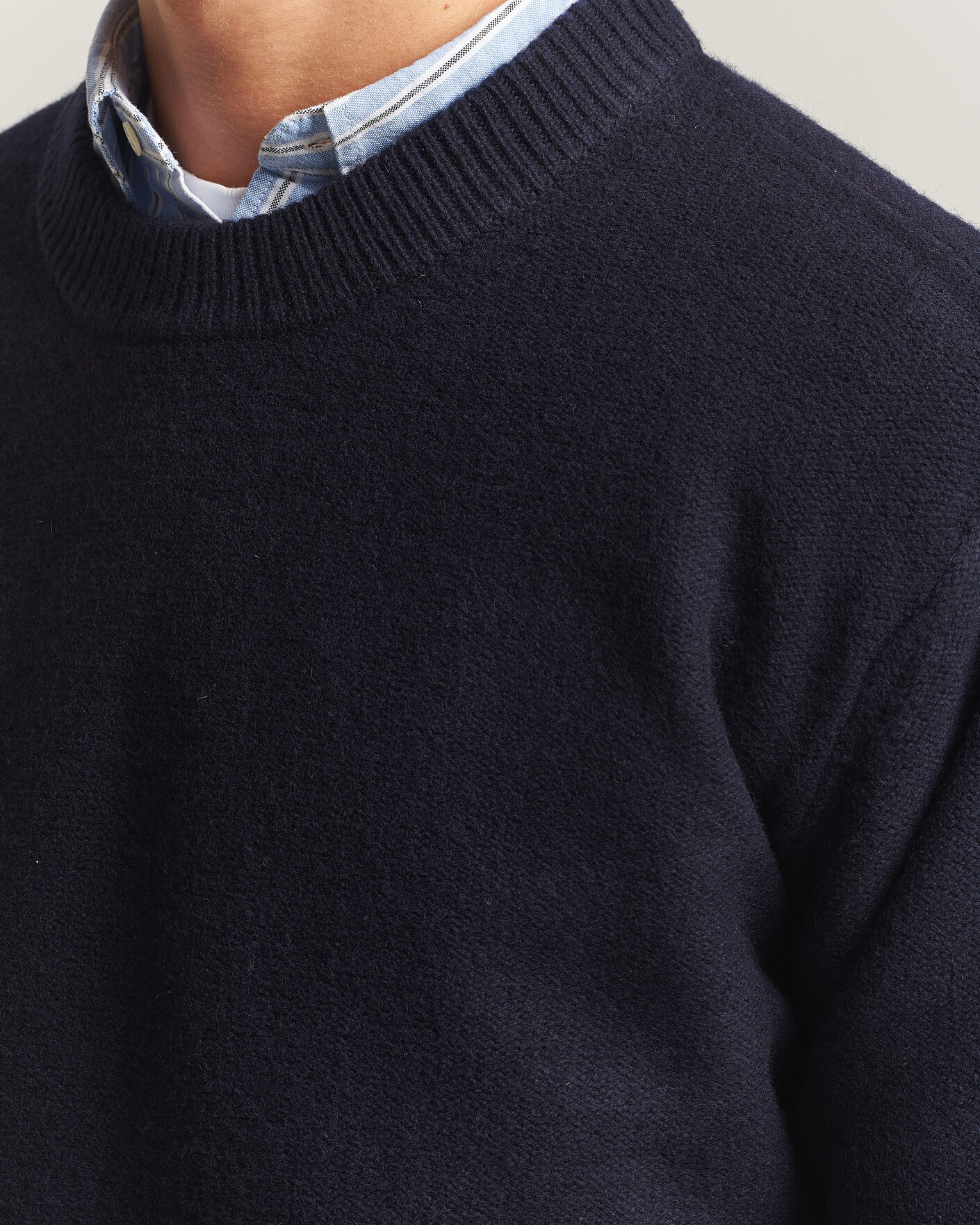Mies | Puserot | A Day's March | Tietar Boiled Merino Sweater Navy