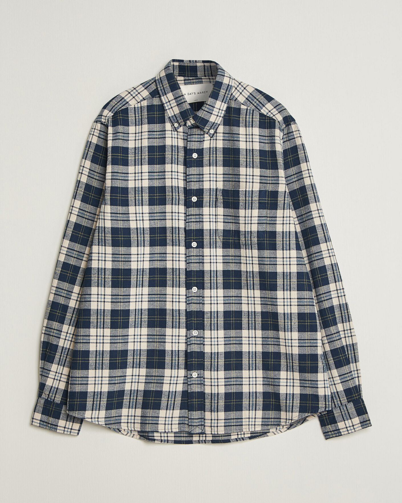 Mies | Kauluspaidat | A Day's March | Classic Checked Flannel Shirt Navy/White