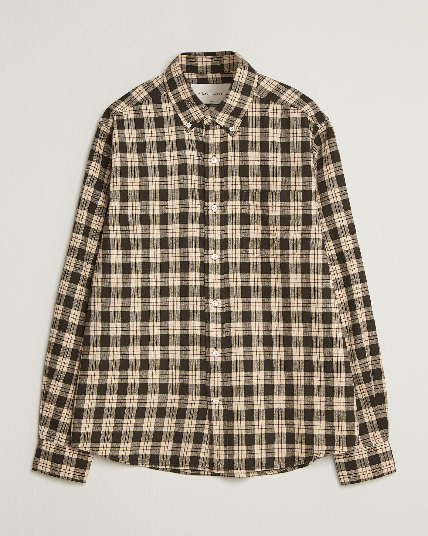 Mies | Kauluspaidat | A Day's March | Classic Checked Flannel Shirt Brown/Sand