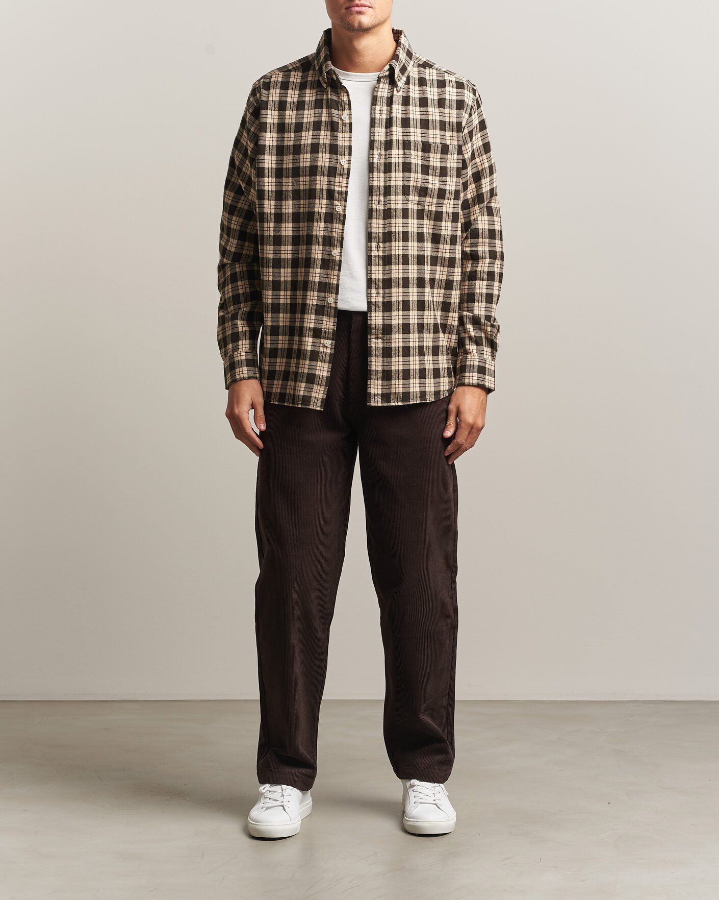 Mies | Kauluspaidat | A Day's March | Classic Checked Flannel Shirt Brown/Sand