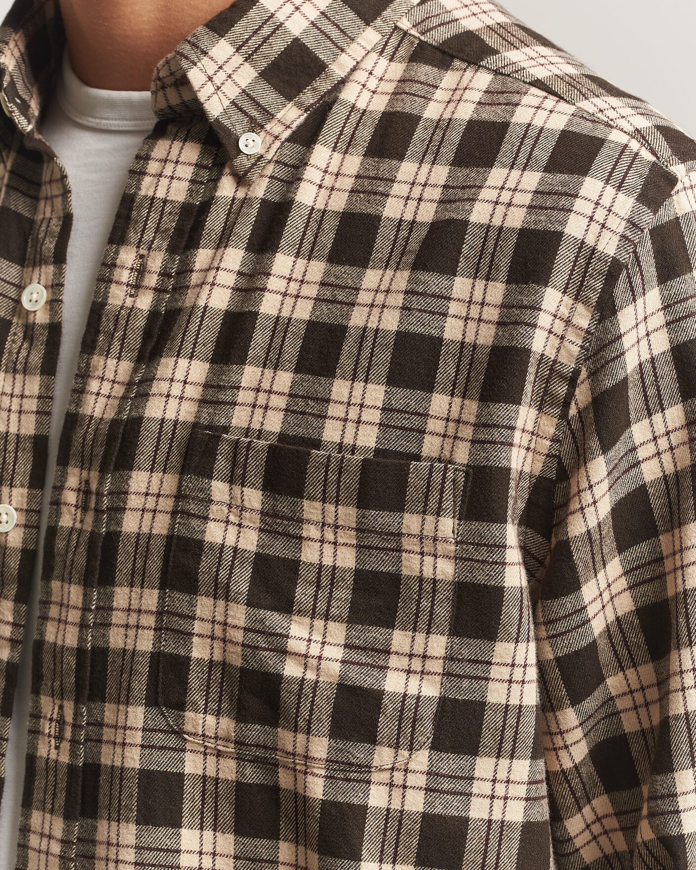 Mies | Kauluspaidat | A Day's March | Classic Checked Flannel Shirt Brown/Sand