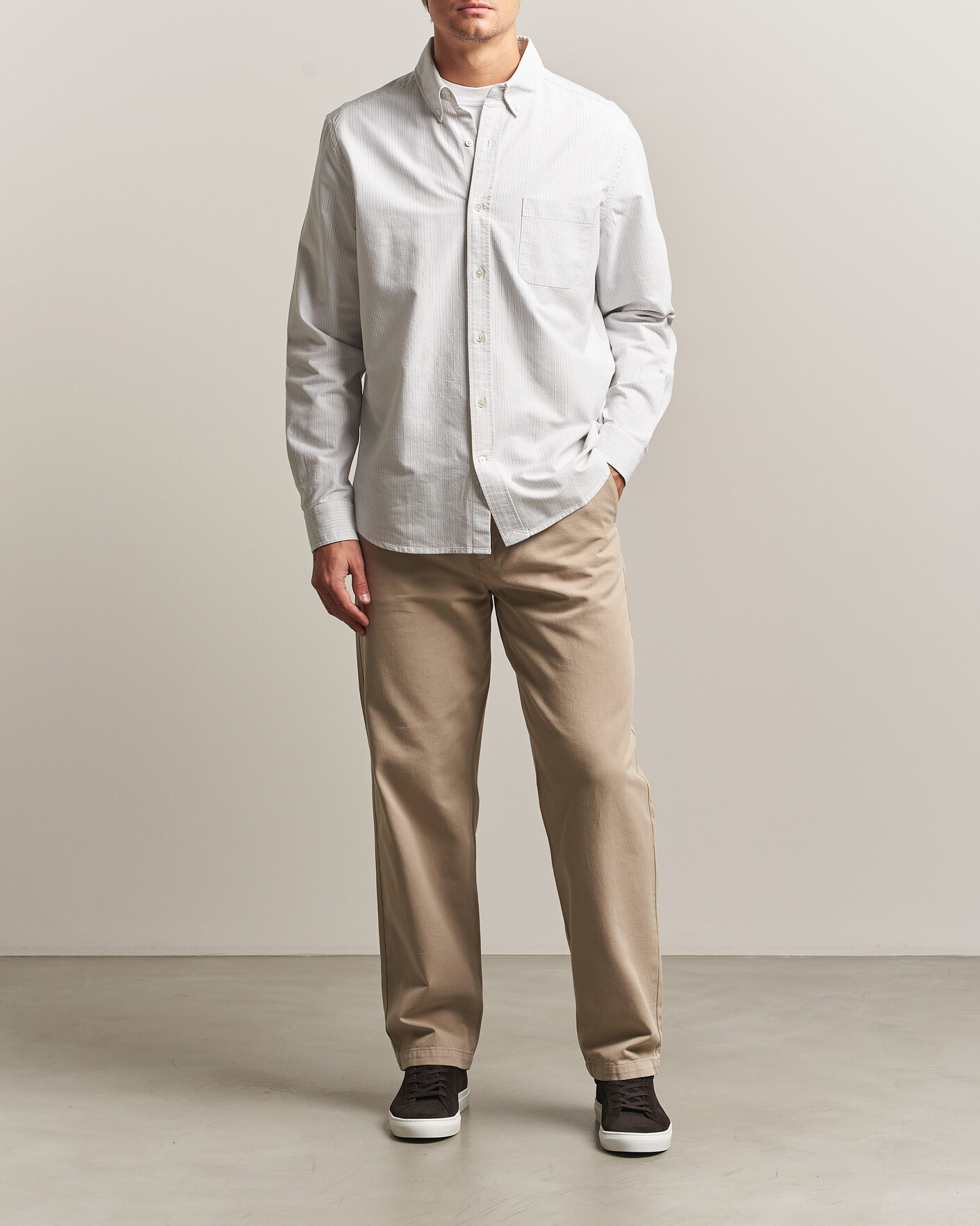 Mies | Kauluspaidat | A Day's March | Classic Flag Striped Oxford Shirt Grey/White