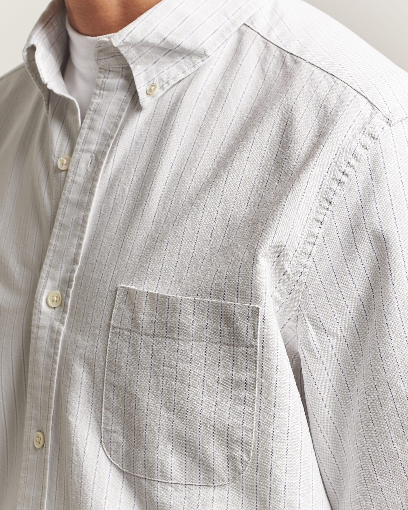 Mies | Kauluspaidat | A Day's March | Classic Flag Striped Oxford Shirt Grey/White
