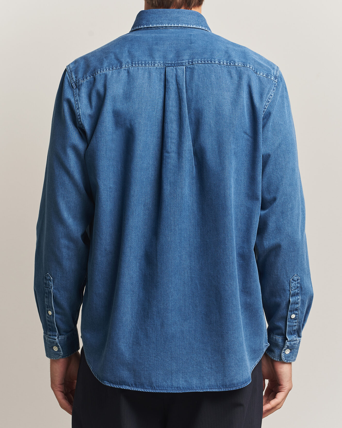 Mies | Kauluspaidat | A Day's March | Original Button Down Denim Shirt Mid Blue