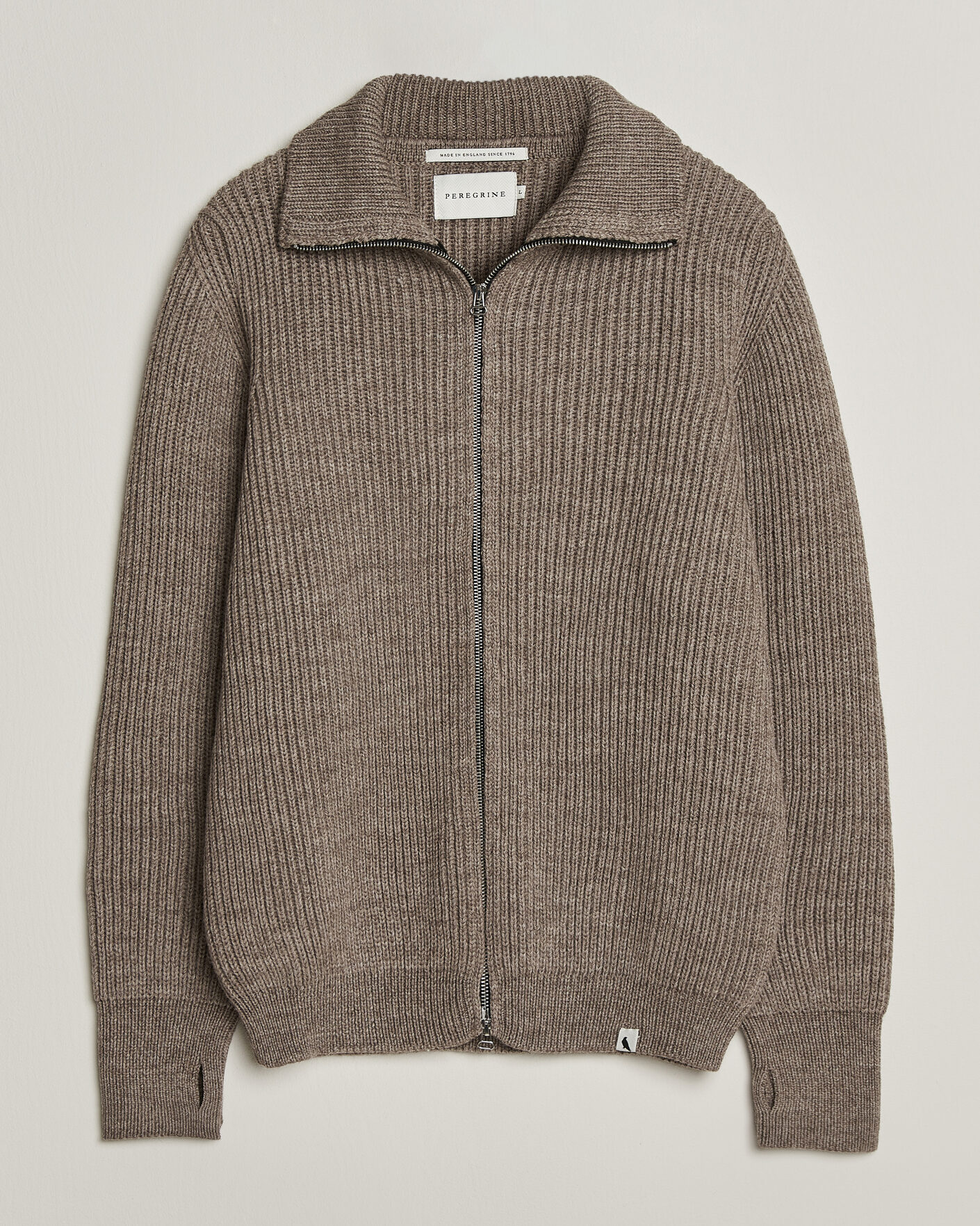 Mies | Puserot | Peregrine | Fisherman Merino Zip Cardigan Light Brown