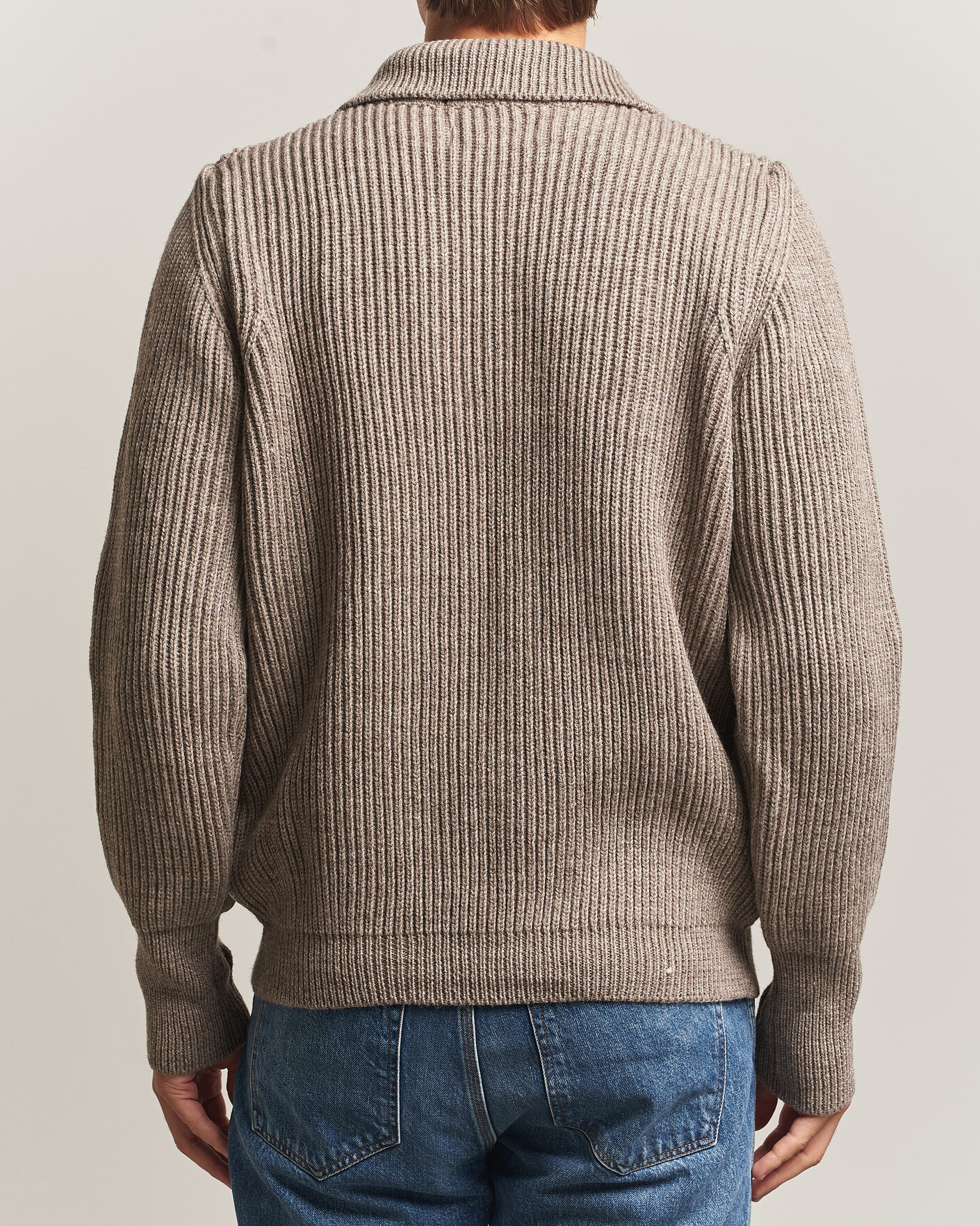 Mies | Puserot | Peregrine | Fisherman Merino Zip Cardigan Light Brown
