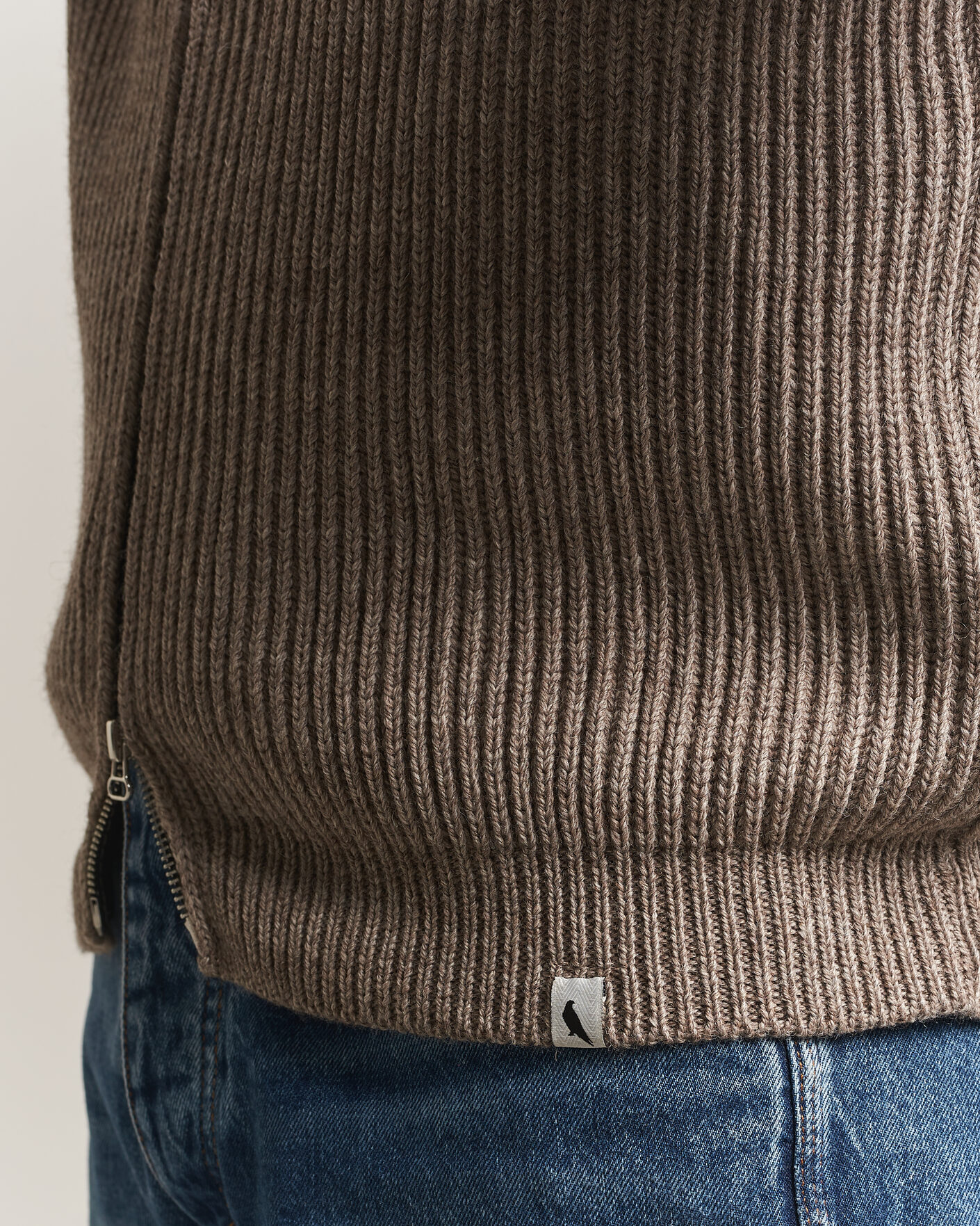 Mies | Puserot | Peregrine | Fisherman Merino Zip Cardigan Light Brown
