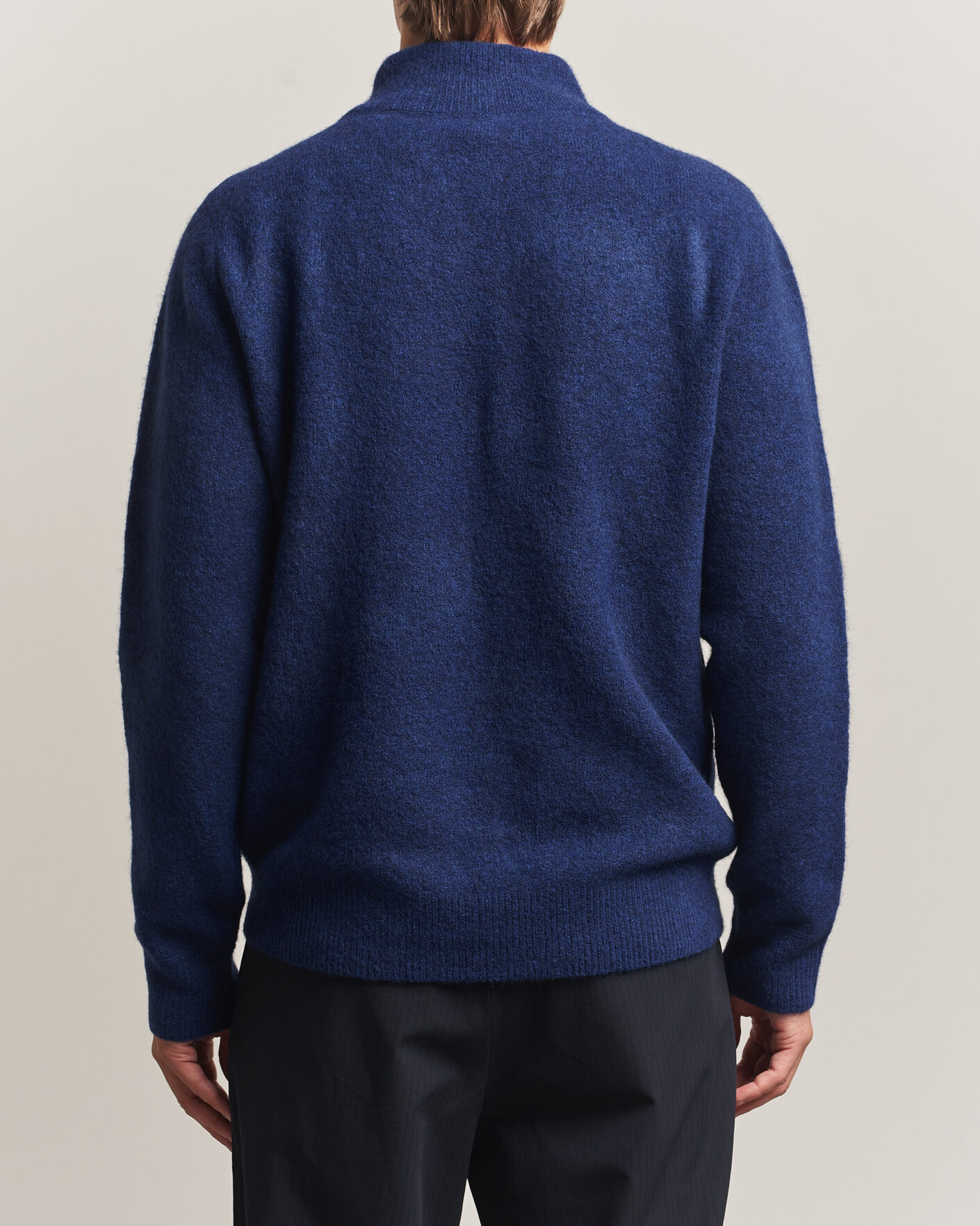 Mies | Puserot | Filippa K | Andrew Yak Knitted Half Zip Deep Blue