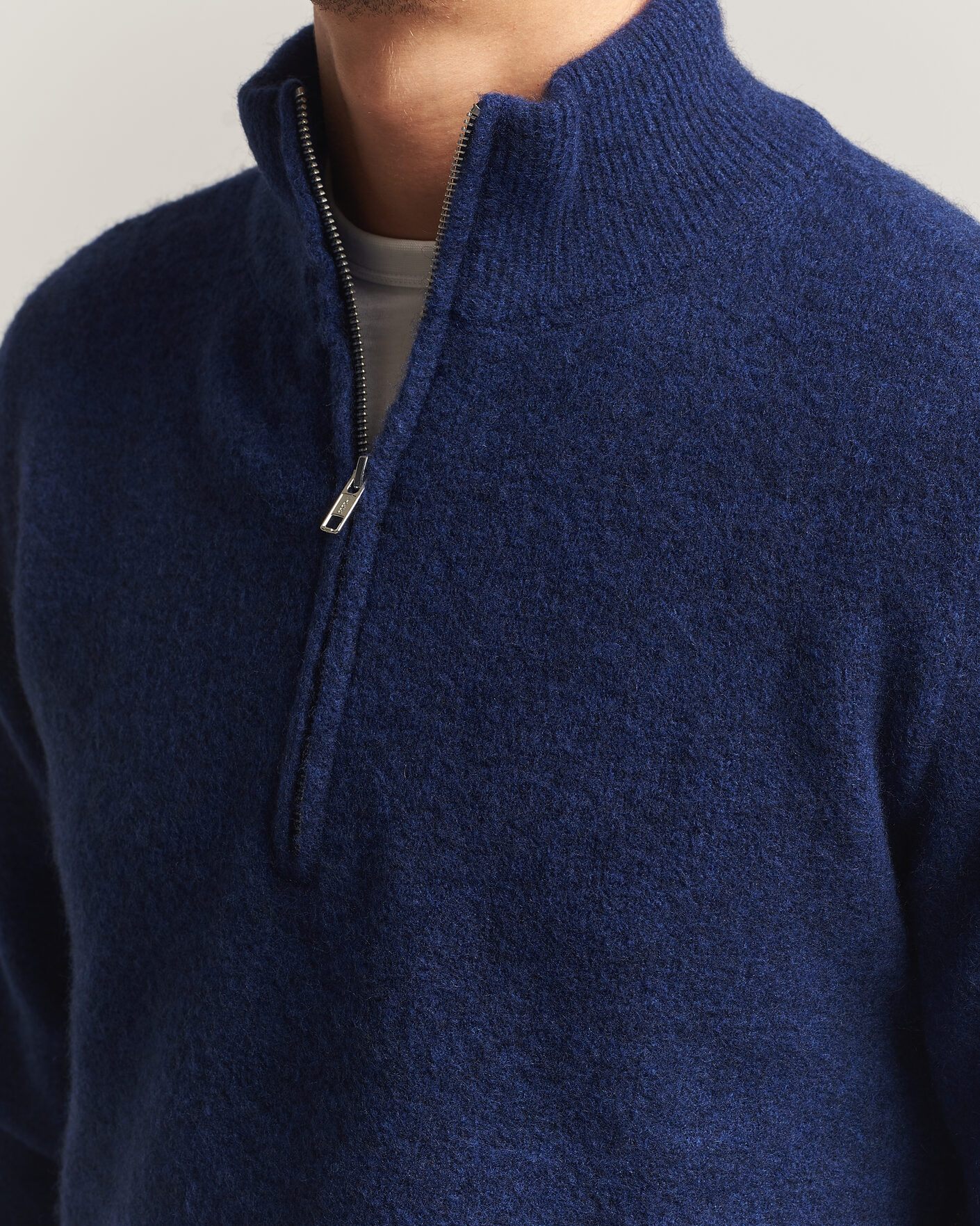 Mies | Puserot | Filippa K | Andrew Yak Knitted Half Zip Deep Blue