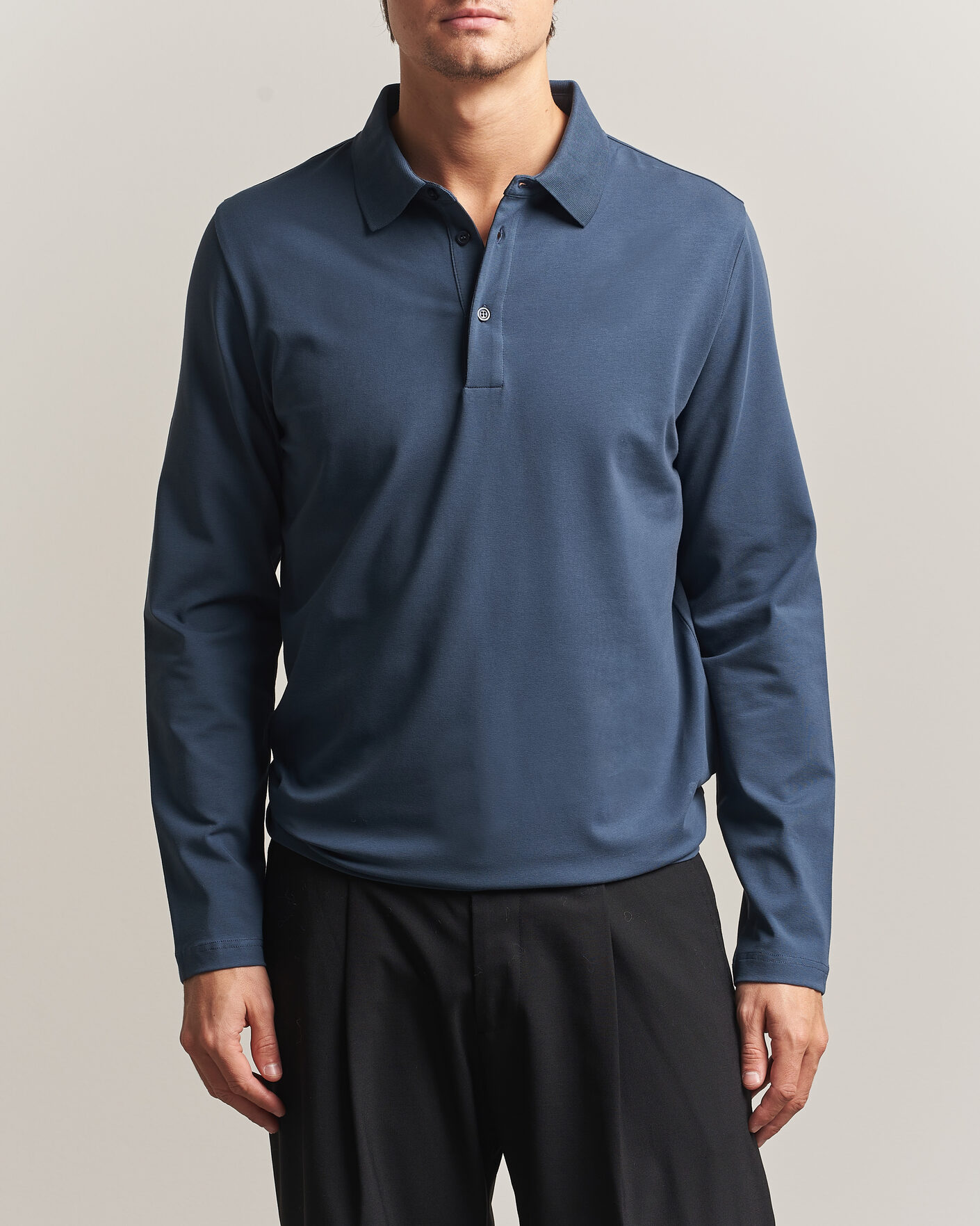 Mies | Pikeet | Filippa K | Luke Lycra Polo Shirt Stone Blue