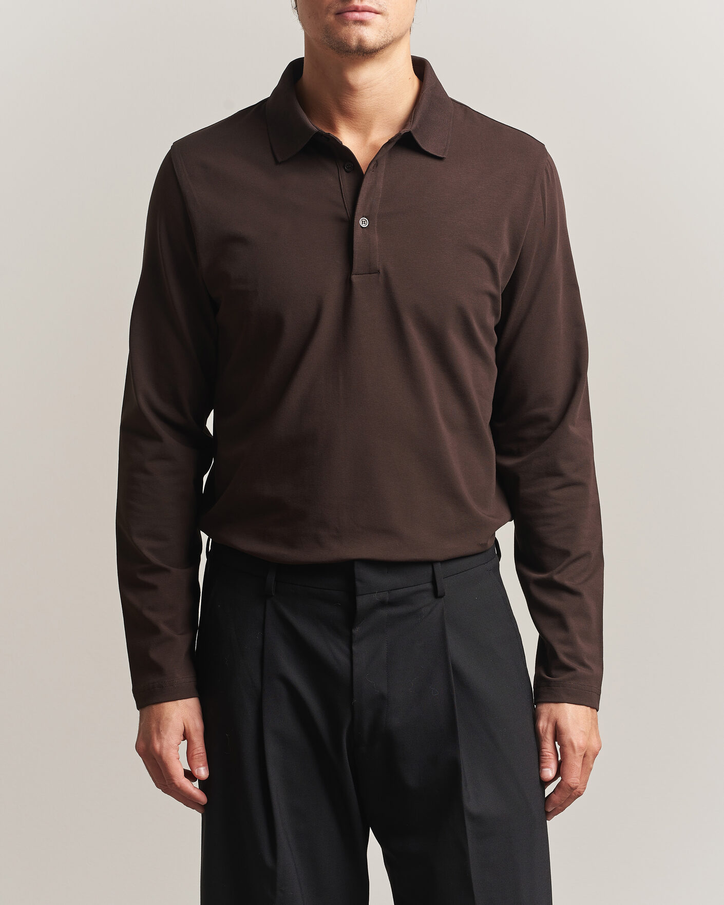Mies | Pikeet | Filippa K | Luke Lycra Polo Shirt Dark Chocolate