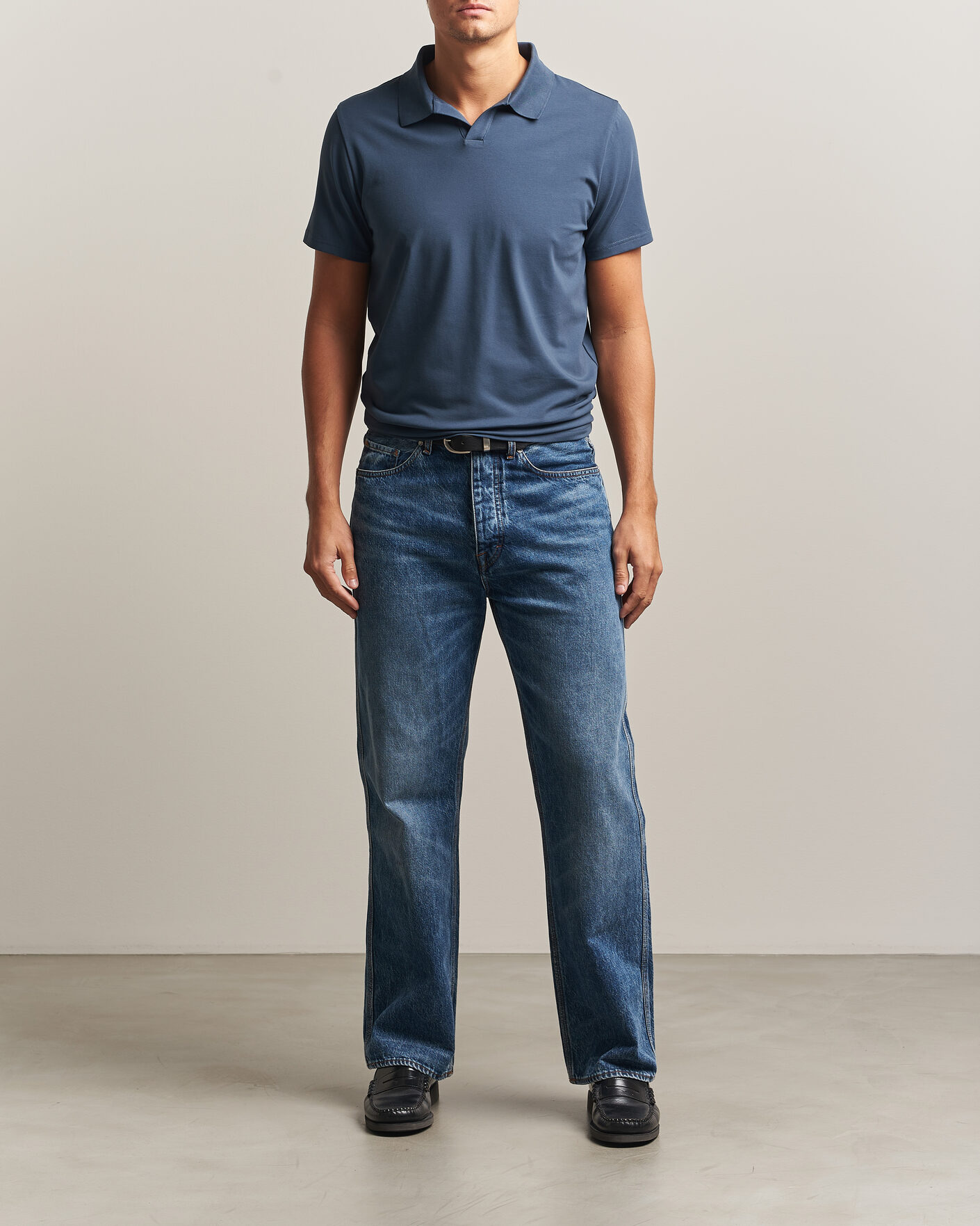 Mies | Pikeet | Filippa K | Soft Lycra Polo T-Shirt Stone Blue
