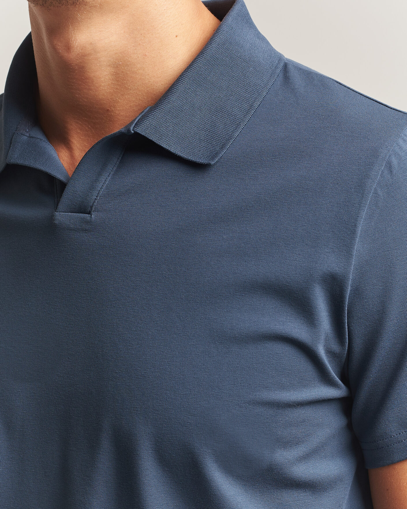 Mies | Pikeet | Filippa K | Soft Lycra Polo T-Shirt Stone Blue