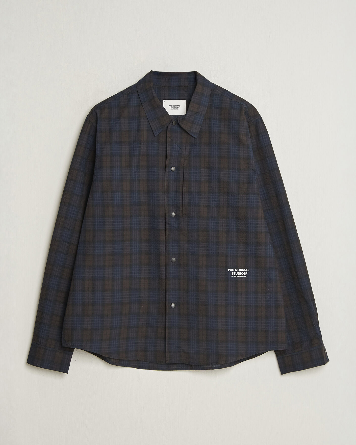Mies | Kauluspaidat | Pas Normal Studios | Off-Race Seersucker Shirt Dark Navy