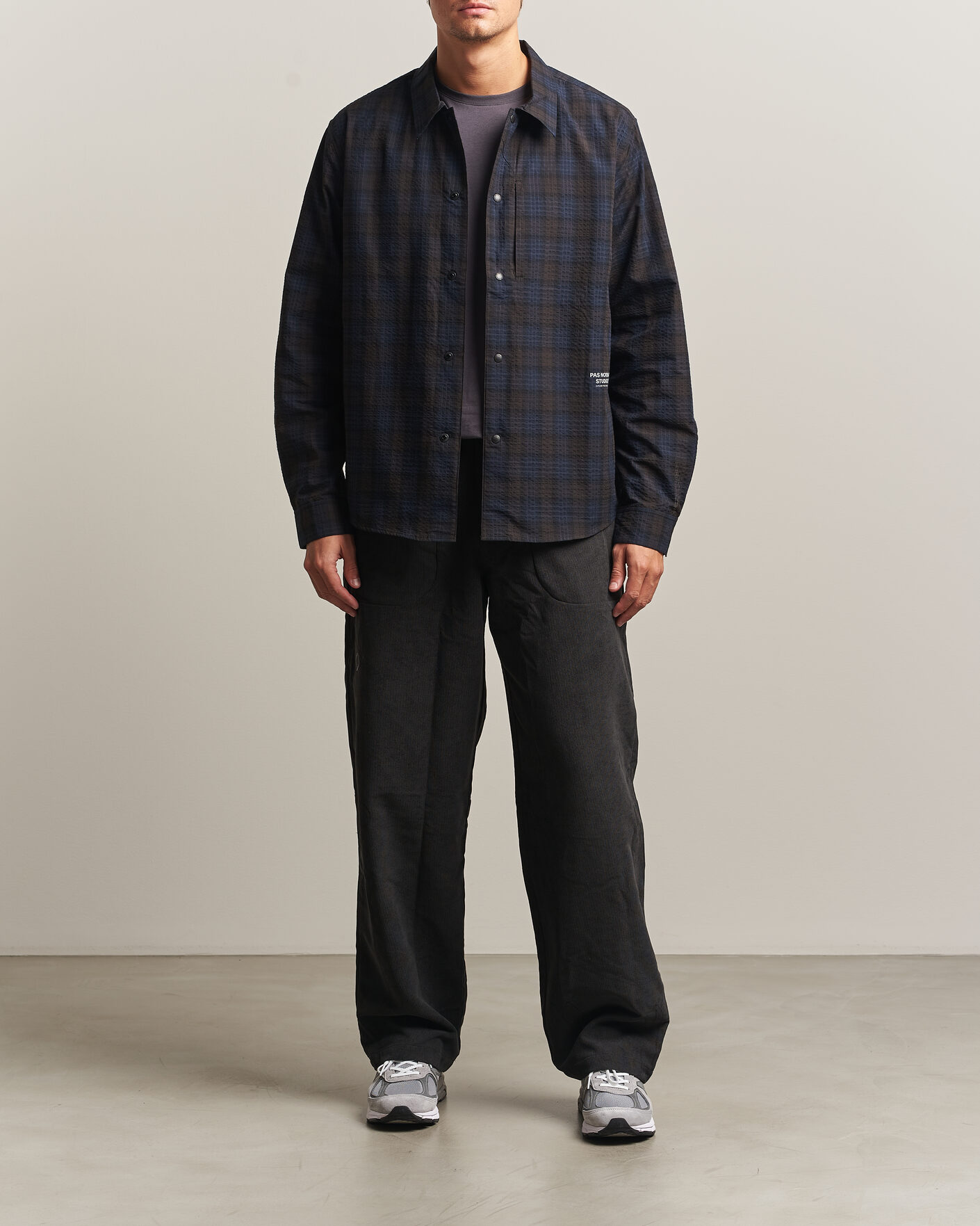 Mies | Kauluspaidat | Pas Normal Studios | Off-Race Seersucker Shirt Dark Navy