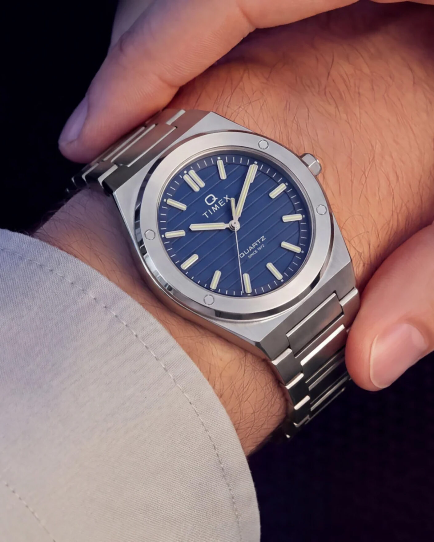 Mies | Timex Q Marbella Quartz Stainless Steel 40,5mm Blue Dial | Timex | Q Marbella Quartz Stainless Steel 40,5mm Blue Dial