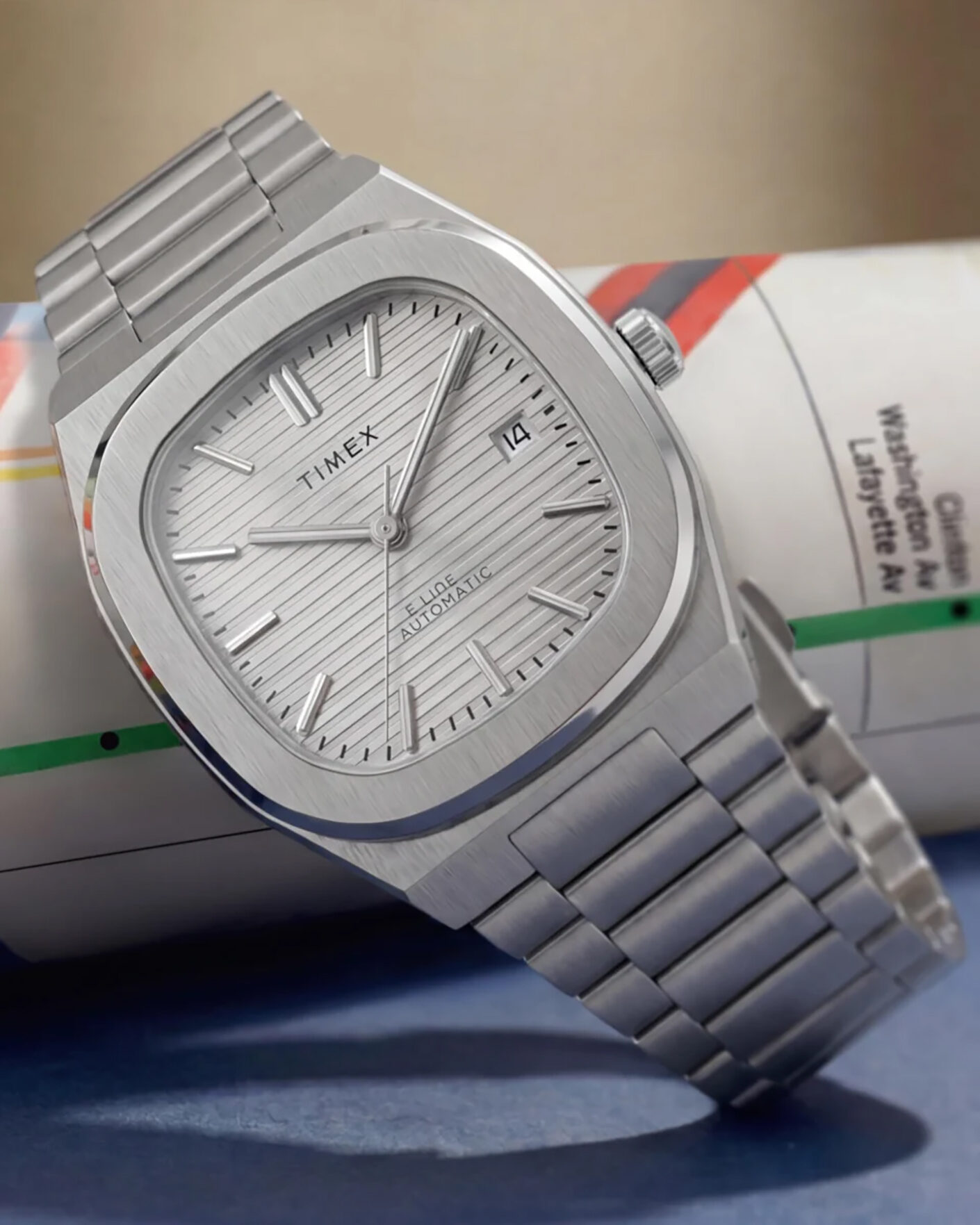 Mies | Timex Automatic E Line Stainless Steel 38mm Silver Dial | Timex | Automatic E Line Stainless Steel 38mm Silver Dial