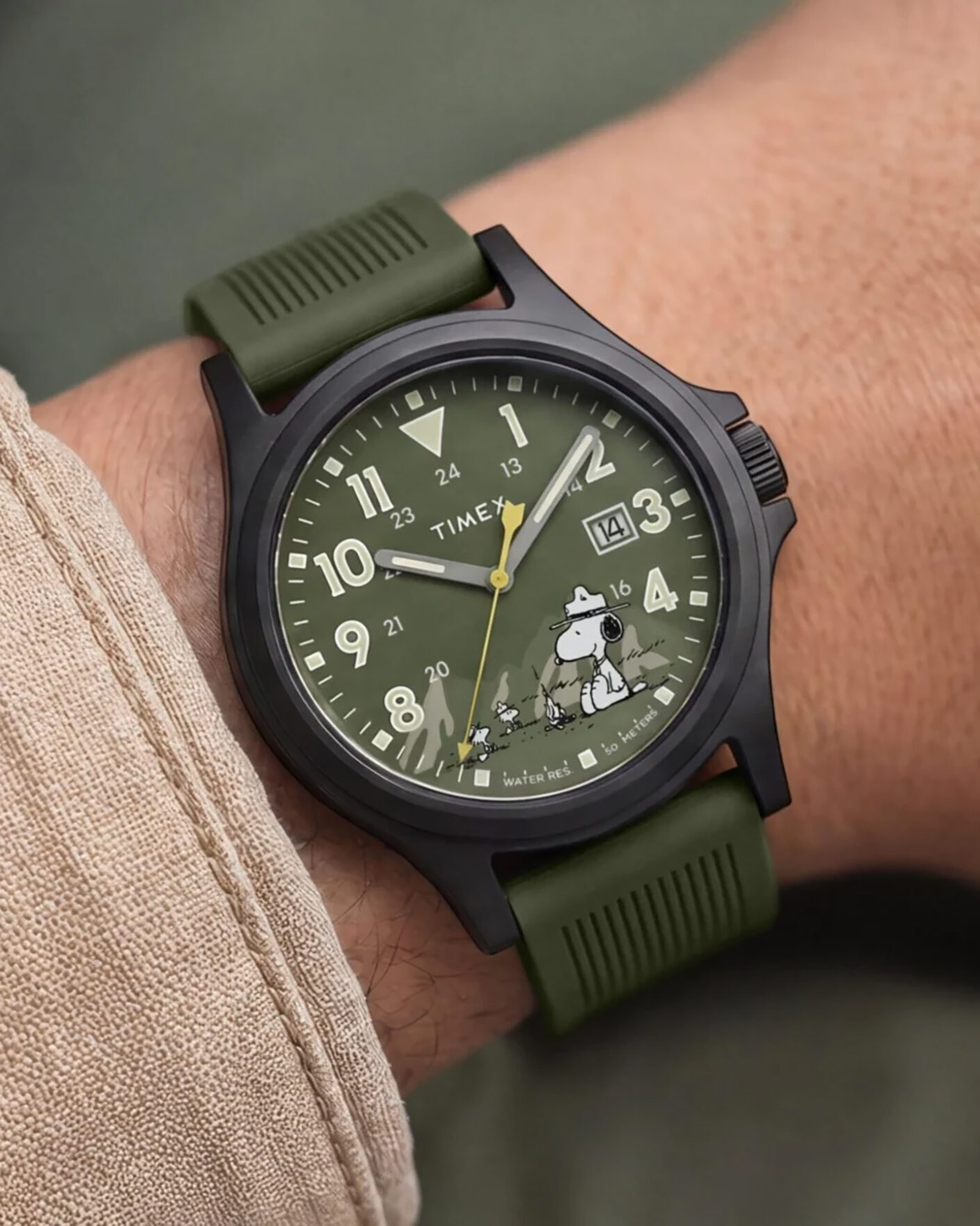 Mies | Timex Peanuts x Timex Expedition Acadia 40mm Green Dial | Timex | Peanuts x Expedition Acadia 40mm Green Dial