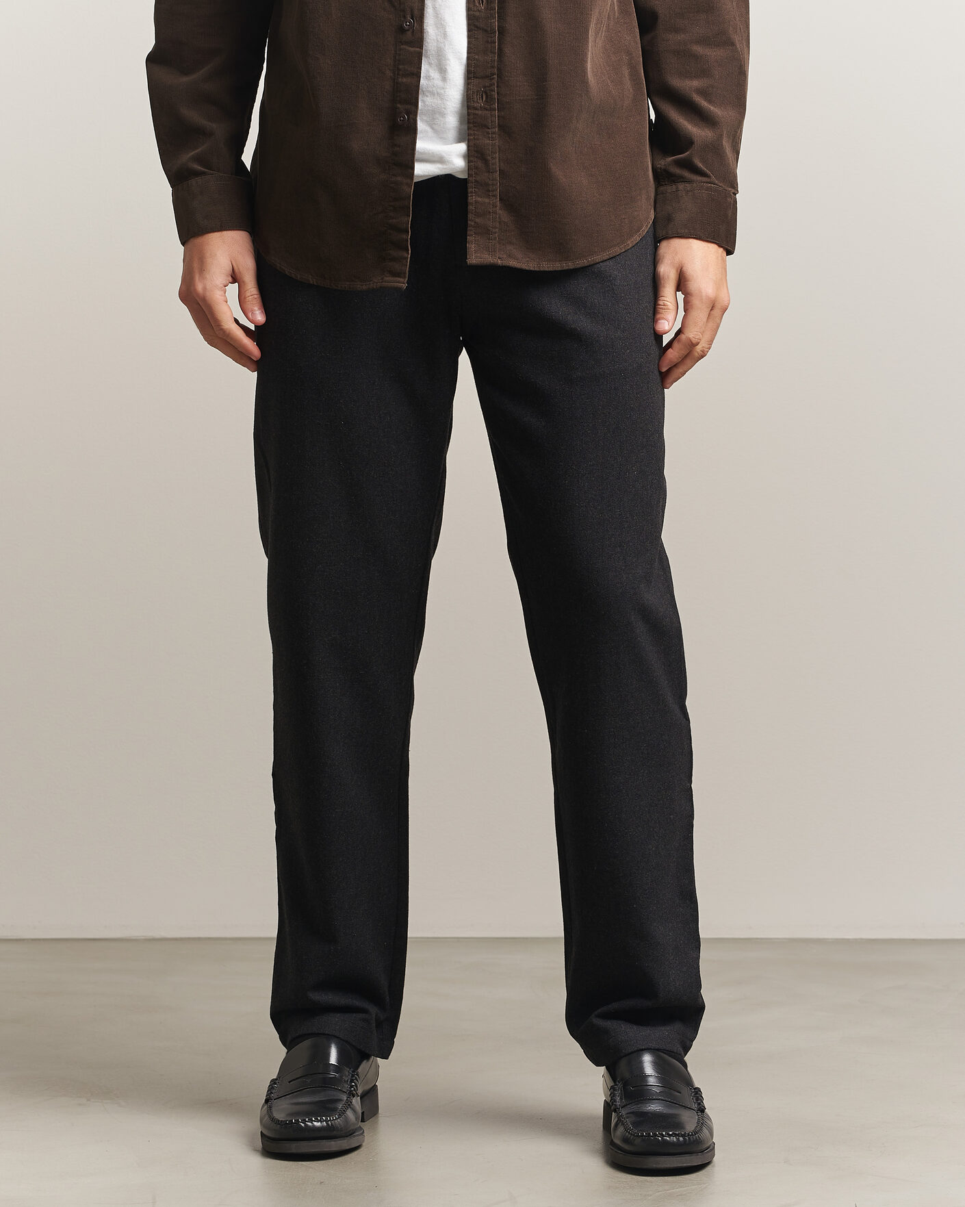 Mies | Housut | Samsøe Samsøe | Bertil Flannel Drawstring Trousers Black Melange