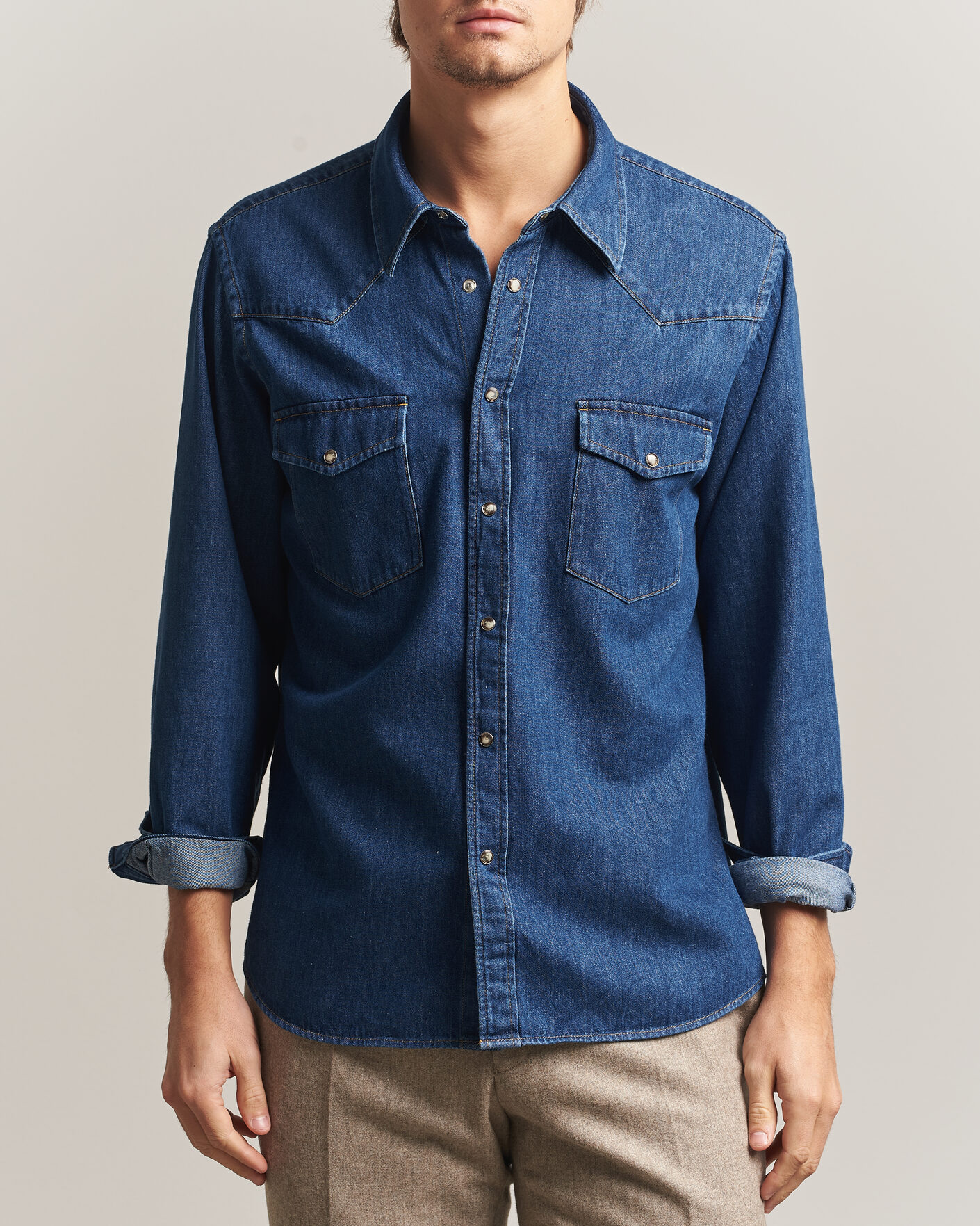 Mies | Kauluspaidat | Oscar Jacobson | Straight Fit Western Shirt Blue