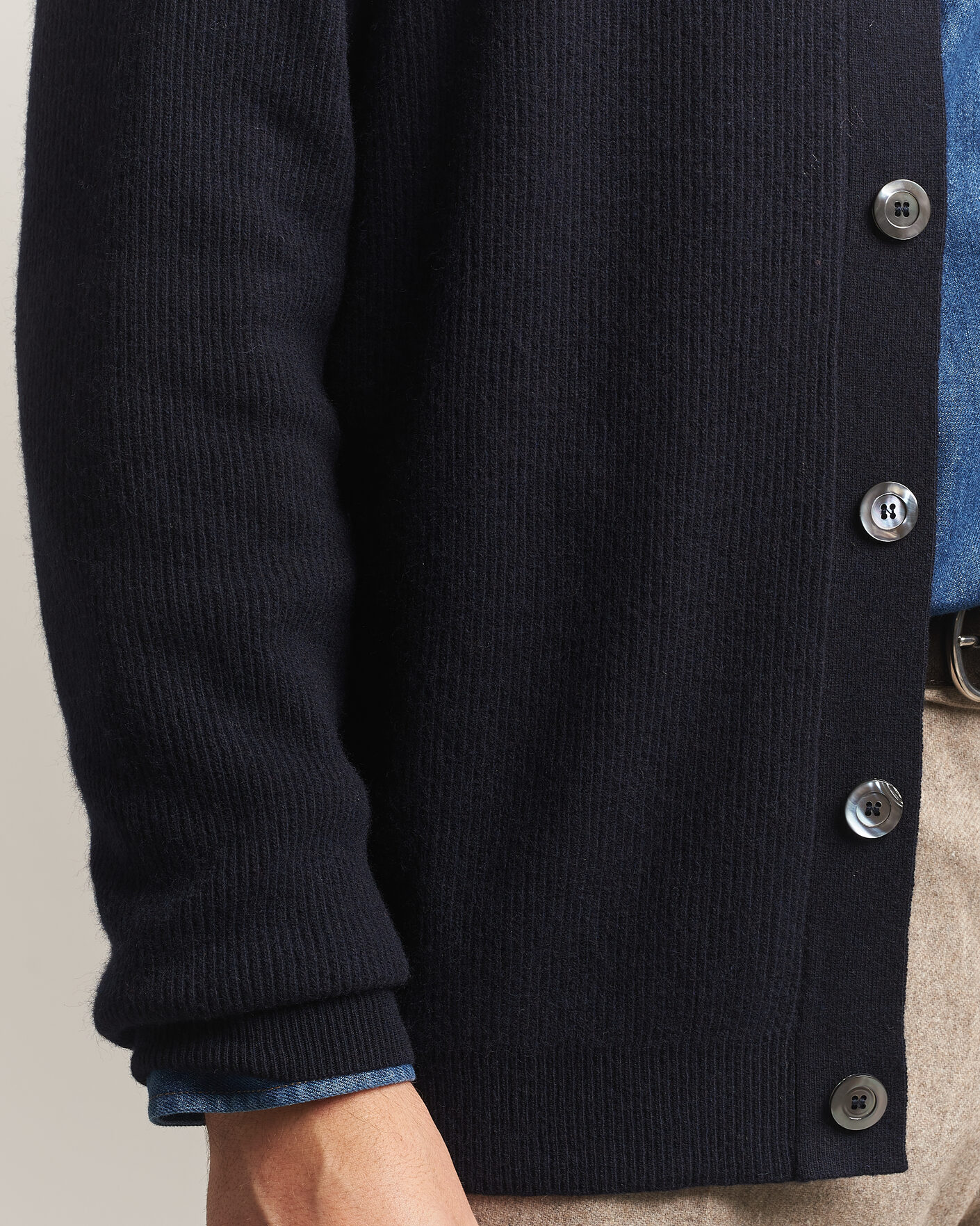 Mies | Puserot | Oscar Jacobson | Federico Wool/Cashmere Cardigan Navy