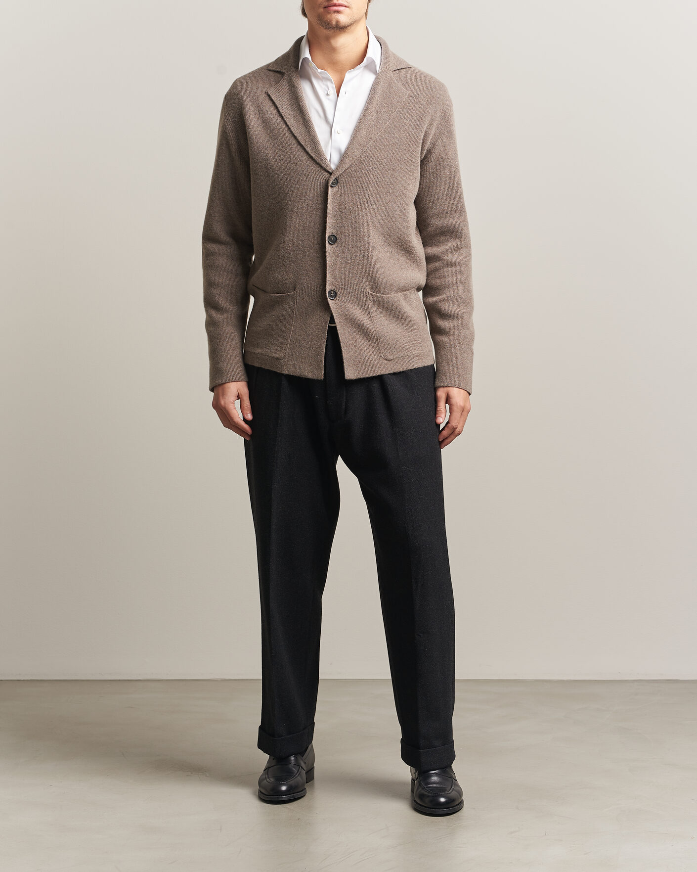 Mies | Pikkutakit | Oscar Jacobson | Antonio Knitted Blazer Taupe