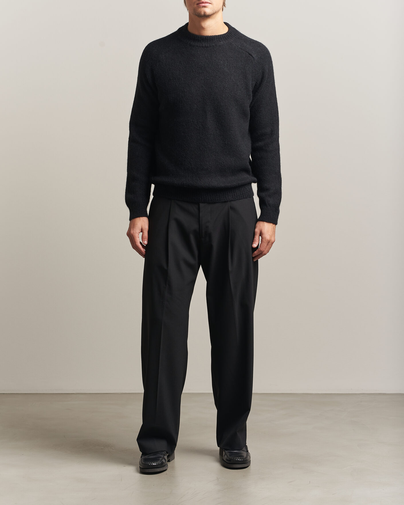 Mies | Puserot | Oscar Jacobson | Andie Alpacka/Merino Knitted Sweater Black
