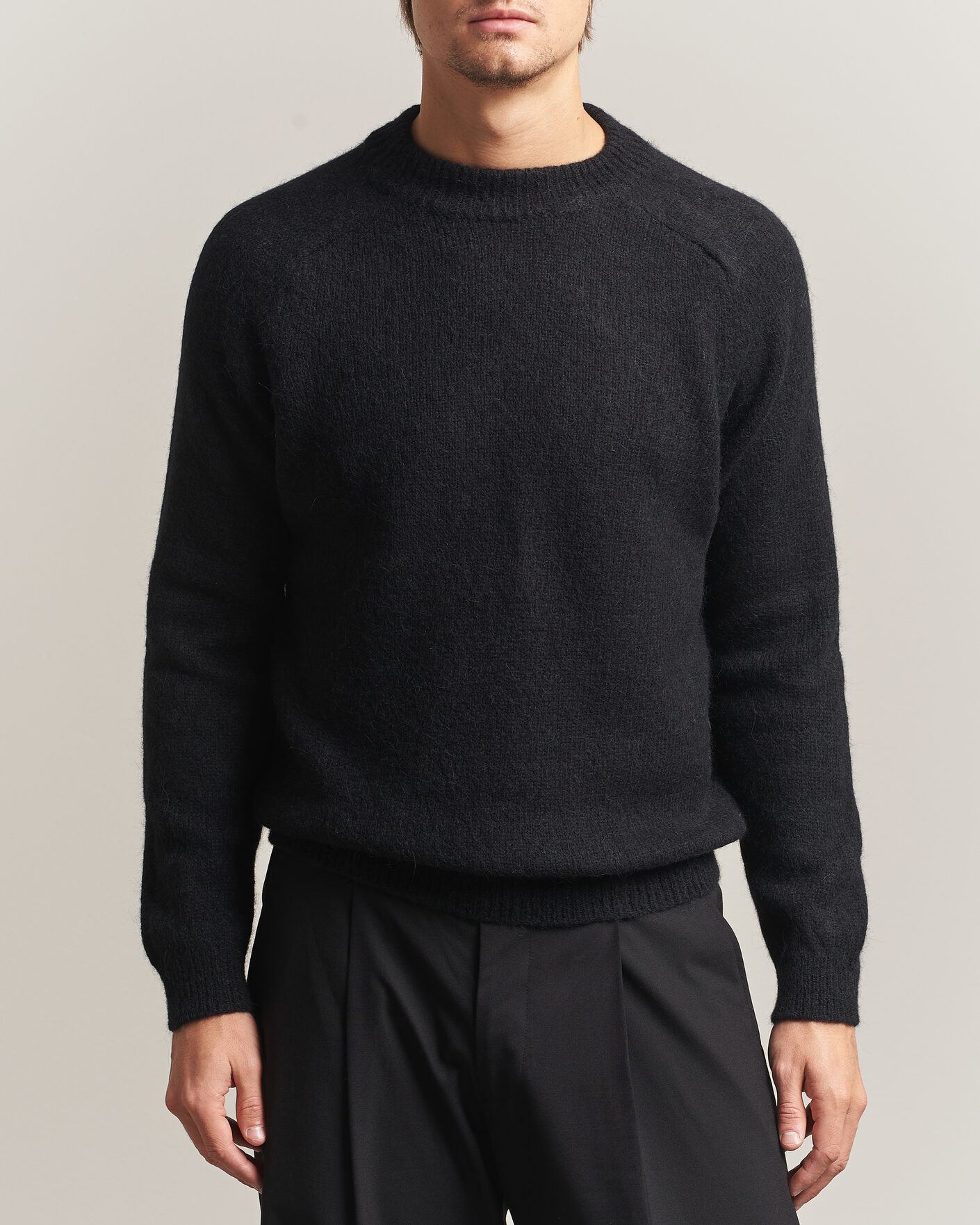 Mies | Puserot | Oscar Jacobson | Andie Alpacka/Merino Knitted Sweater Black