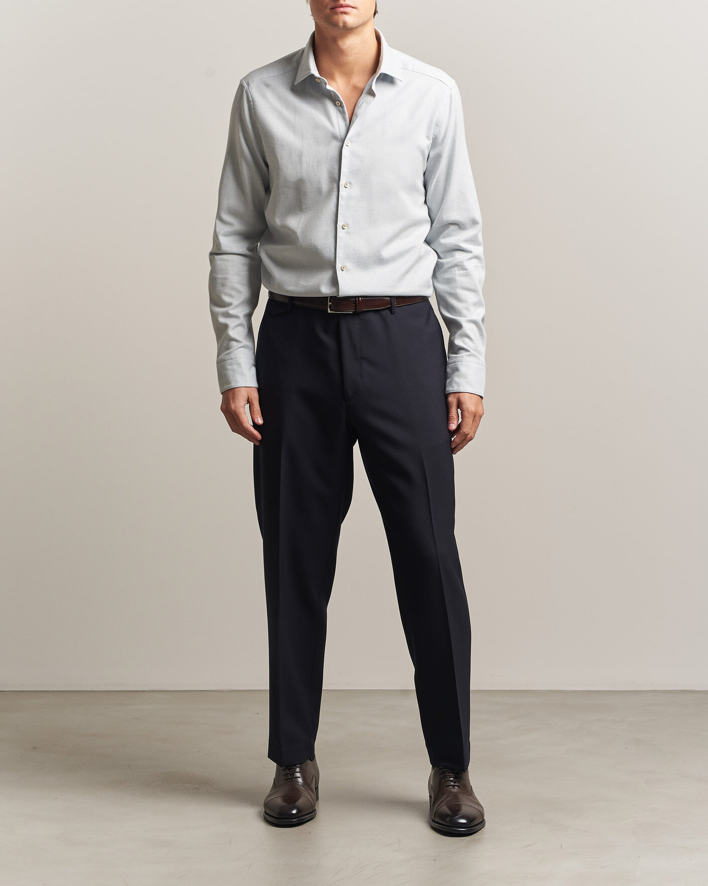 Mies | Kauluspaidat | Stenströms | Slimline Flannel Shirt Light Blue