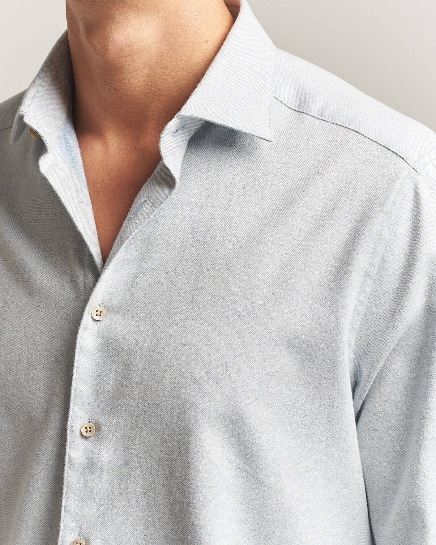 Mies | Kauluspaidat | Stenströms | Slimline Flannel Shirt Light Blue