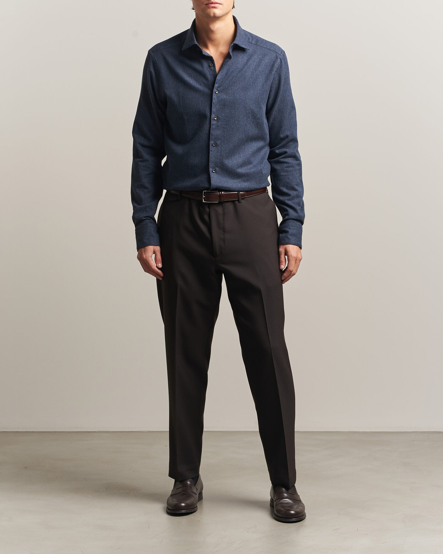 Mies | Kauluspaidat | Stenströms | Slimline Flannel Shirt Navy