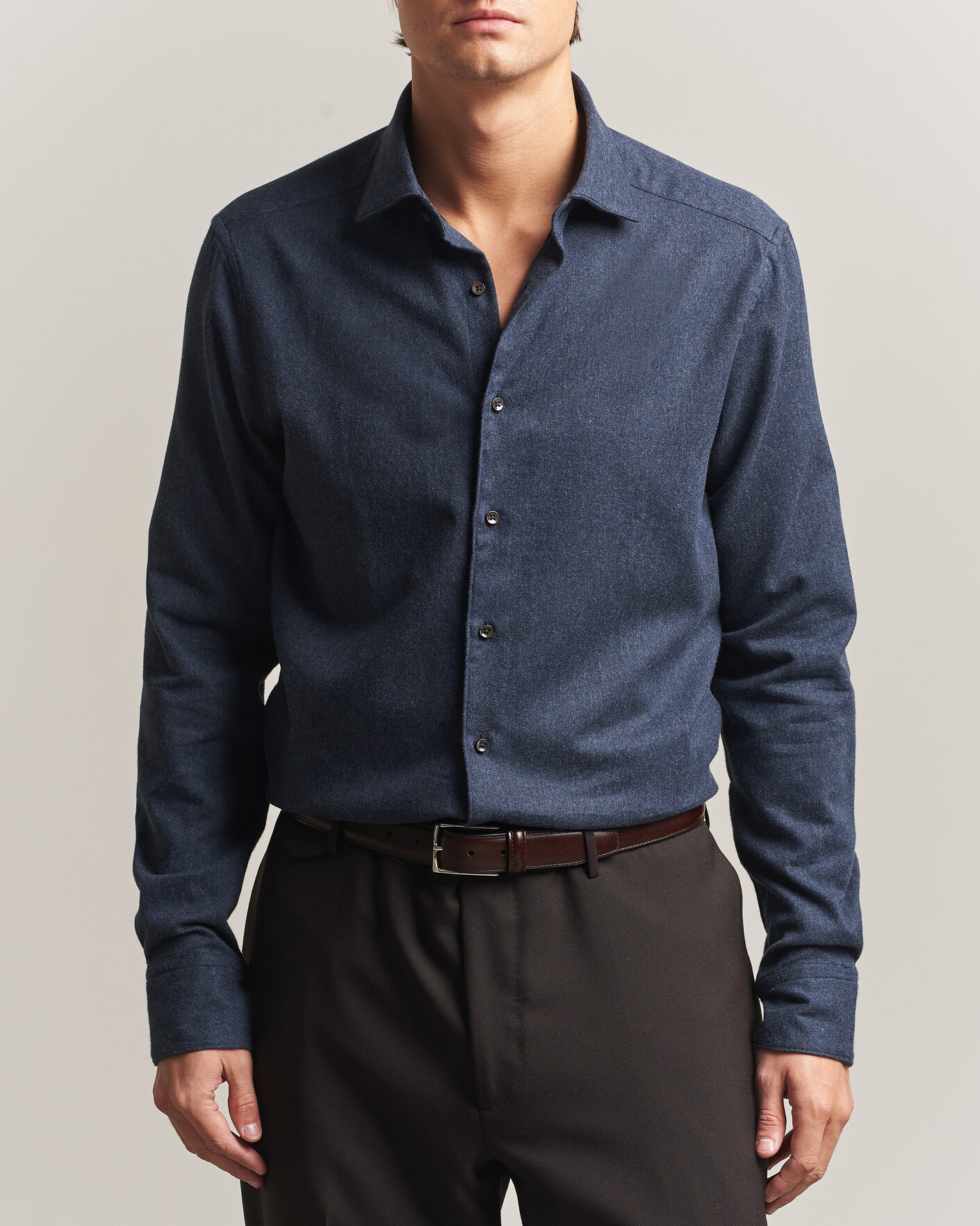 Mies | Kauluspaidat | Stenströms | Slimline Flannel Shirt Navy