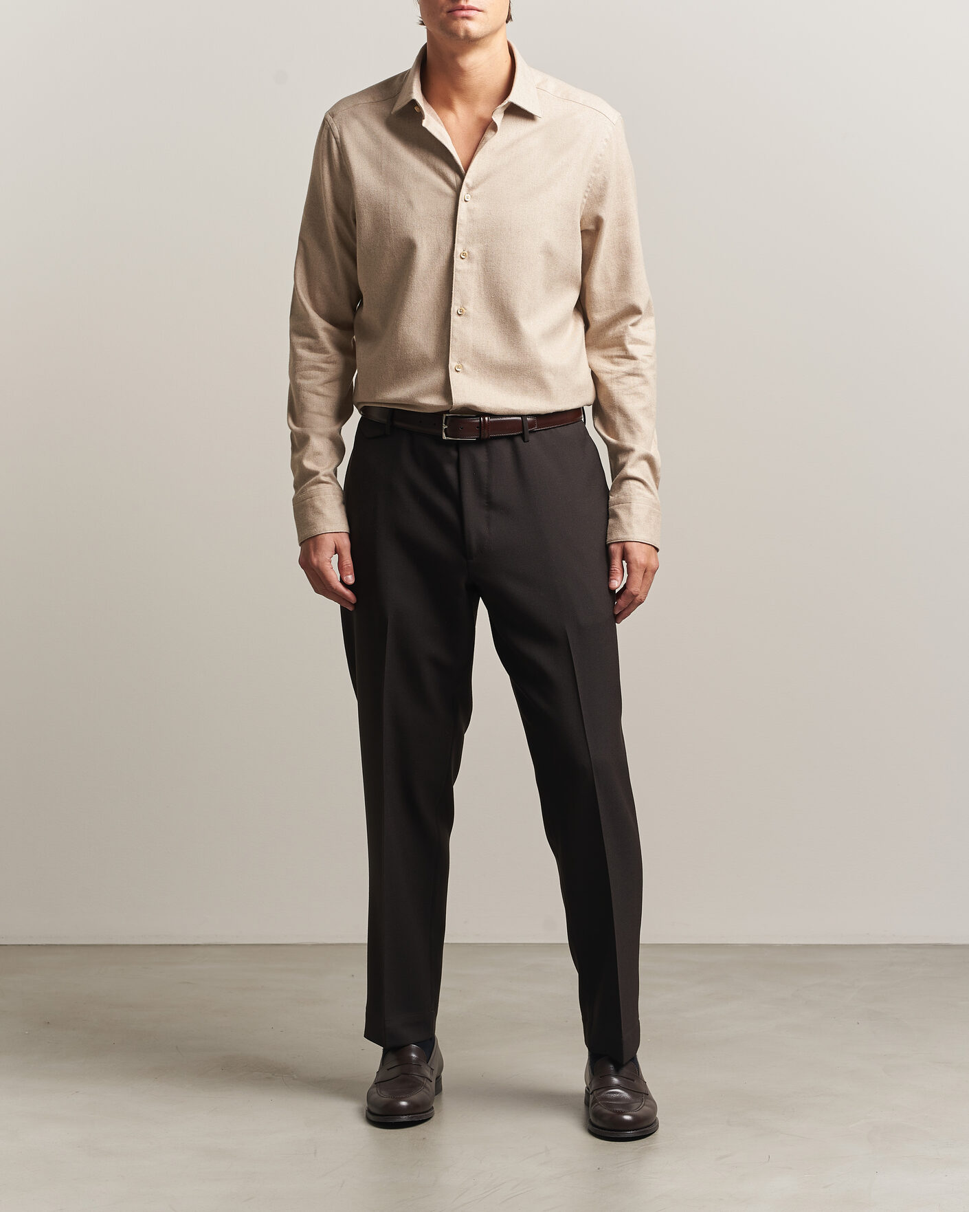 Mies | Kauluspaidat | Stenströms | Slimline Flannel Shirt Beige