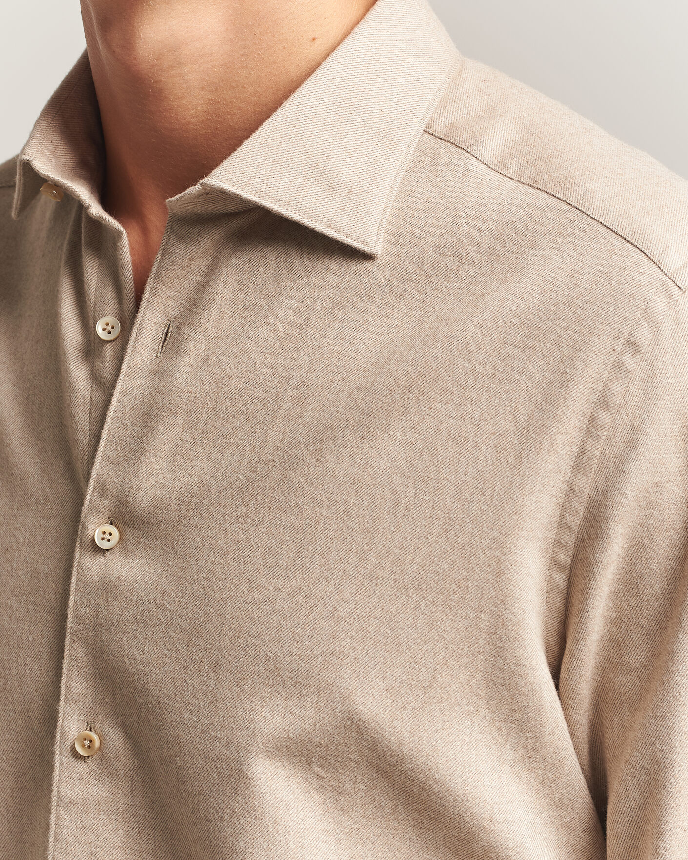 Mies | Kauluspaidat | Stenströms | Slimline Flannel Shirt Beige