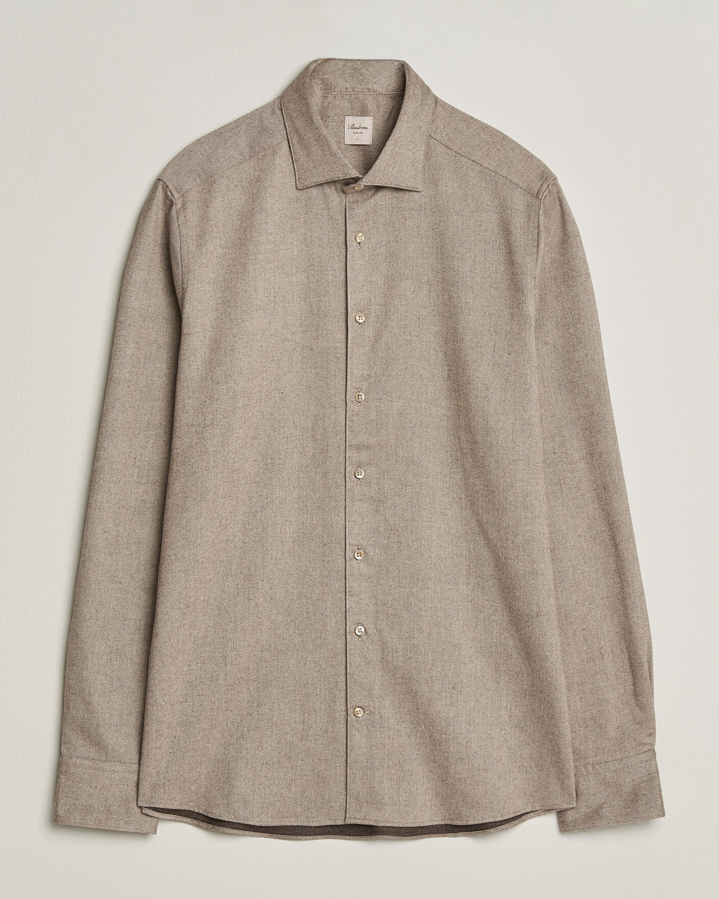 Mies | Kauluspaidat | Stenströms | Slimline Flannel Shirt Light Brown