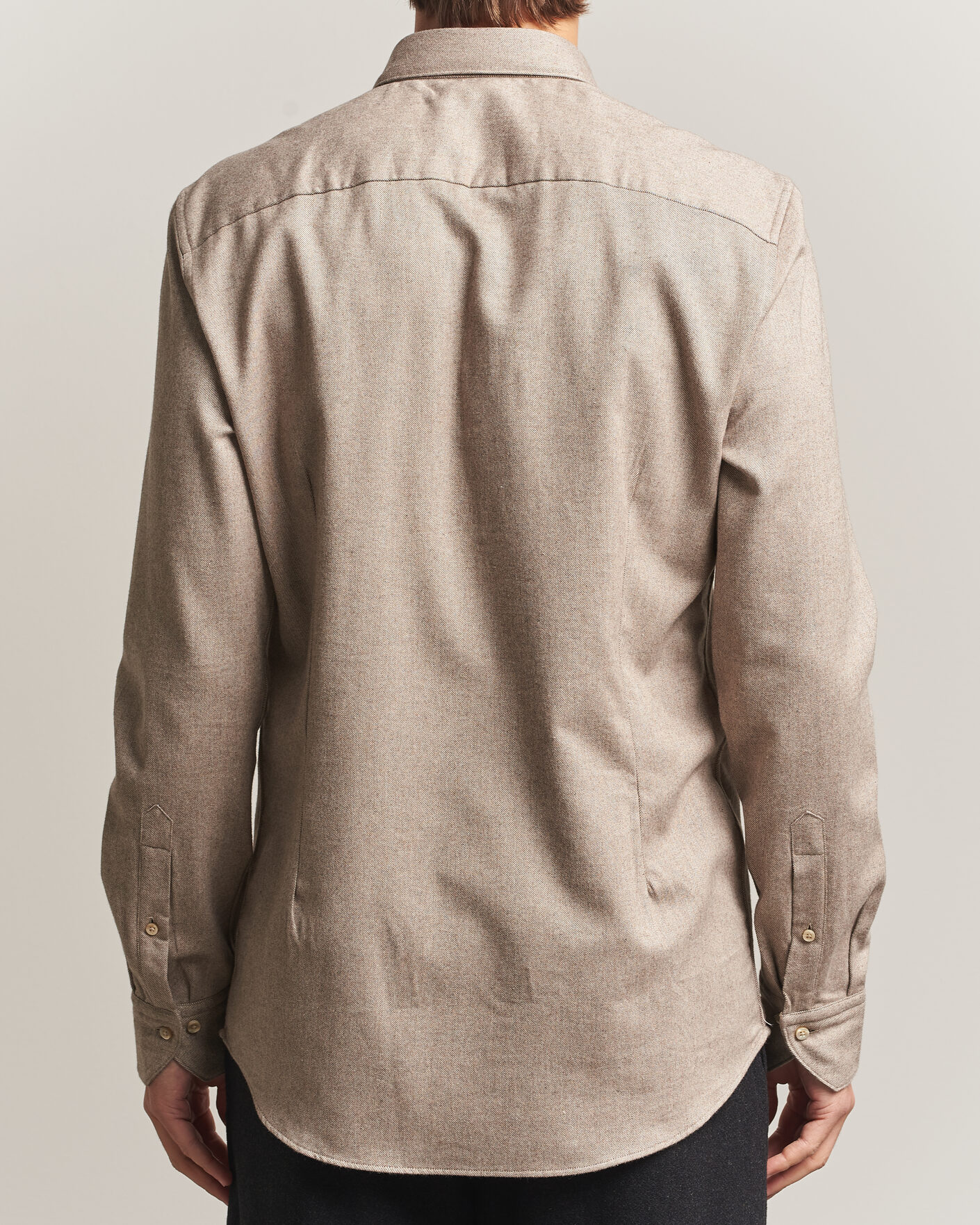 Mies | Kauluspaidat | Stenströms | Slimline Flannel Shirt Light Brown